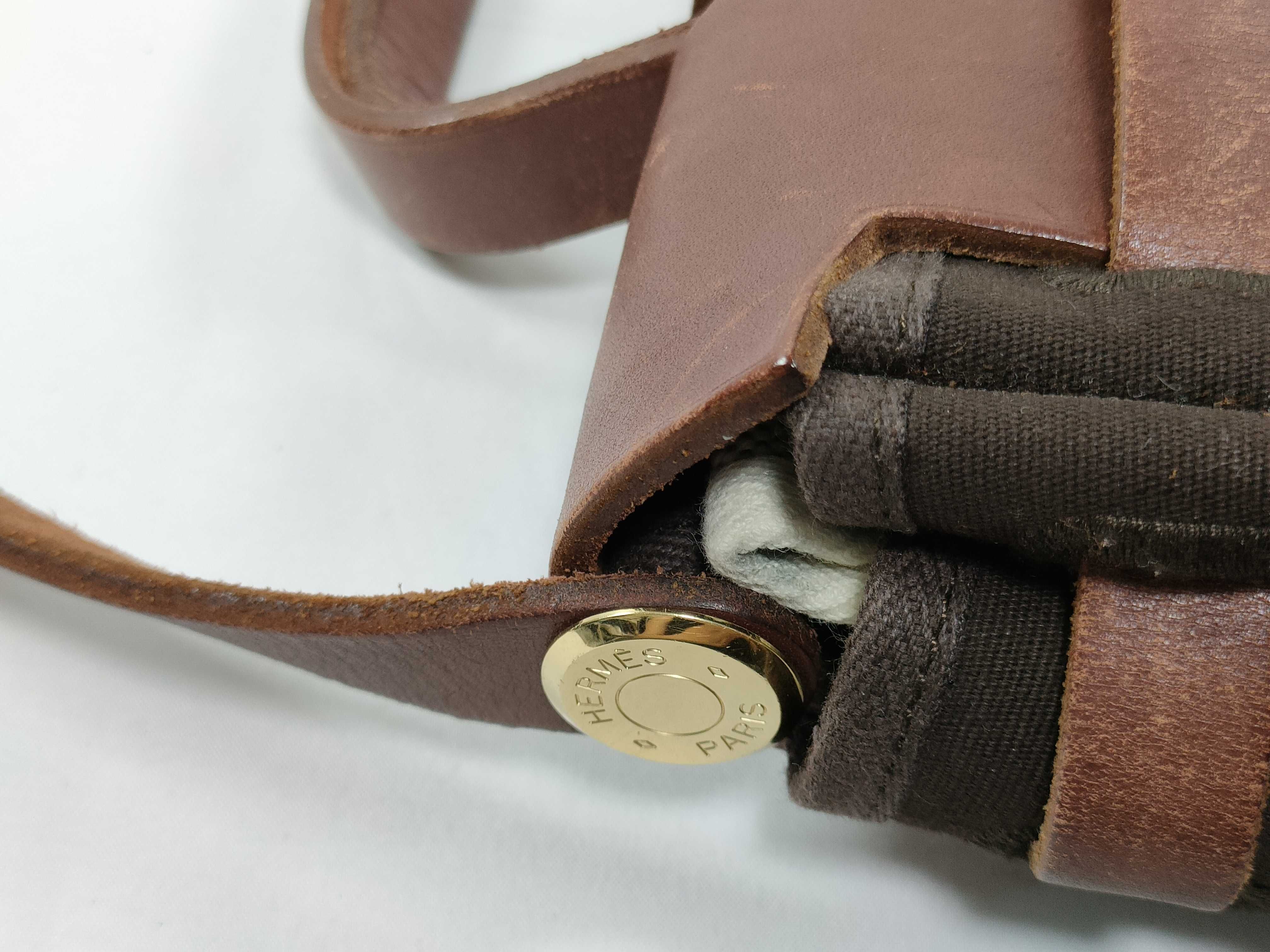 Herbag Ad PM Toile Officier x Vache Hunter Brown Gold Hardware F: 2002 Handbag — view 5