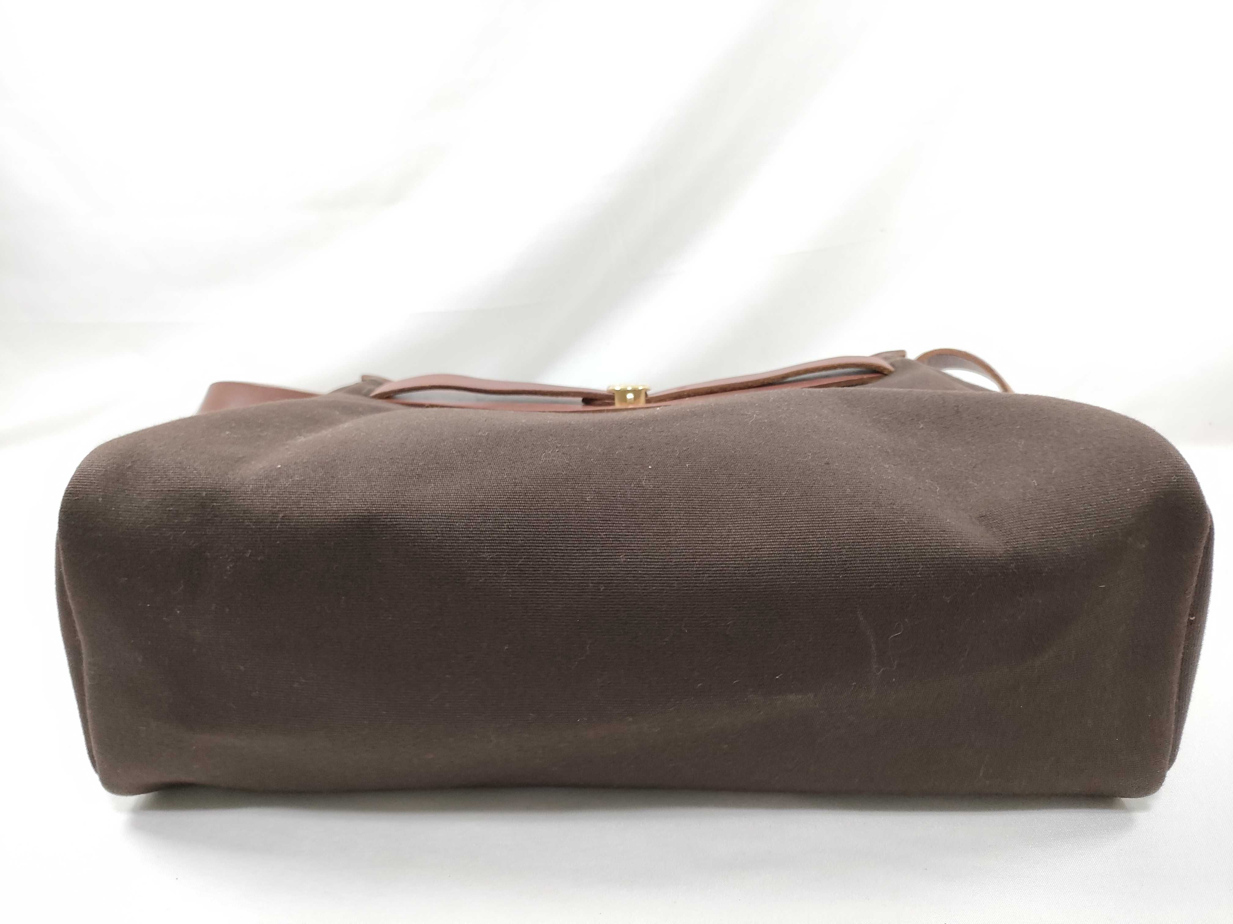Herbag Ad PM Toile Officier x Vache Hunter Brown Gold Hardware F: 2002 Handbag — view 8