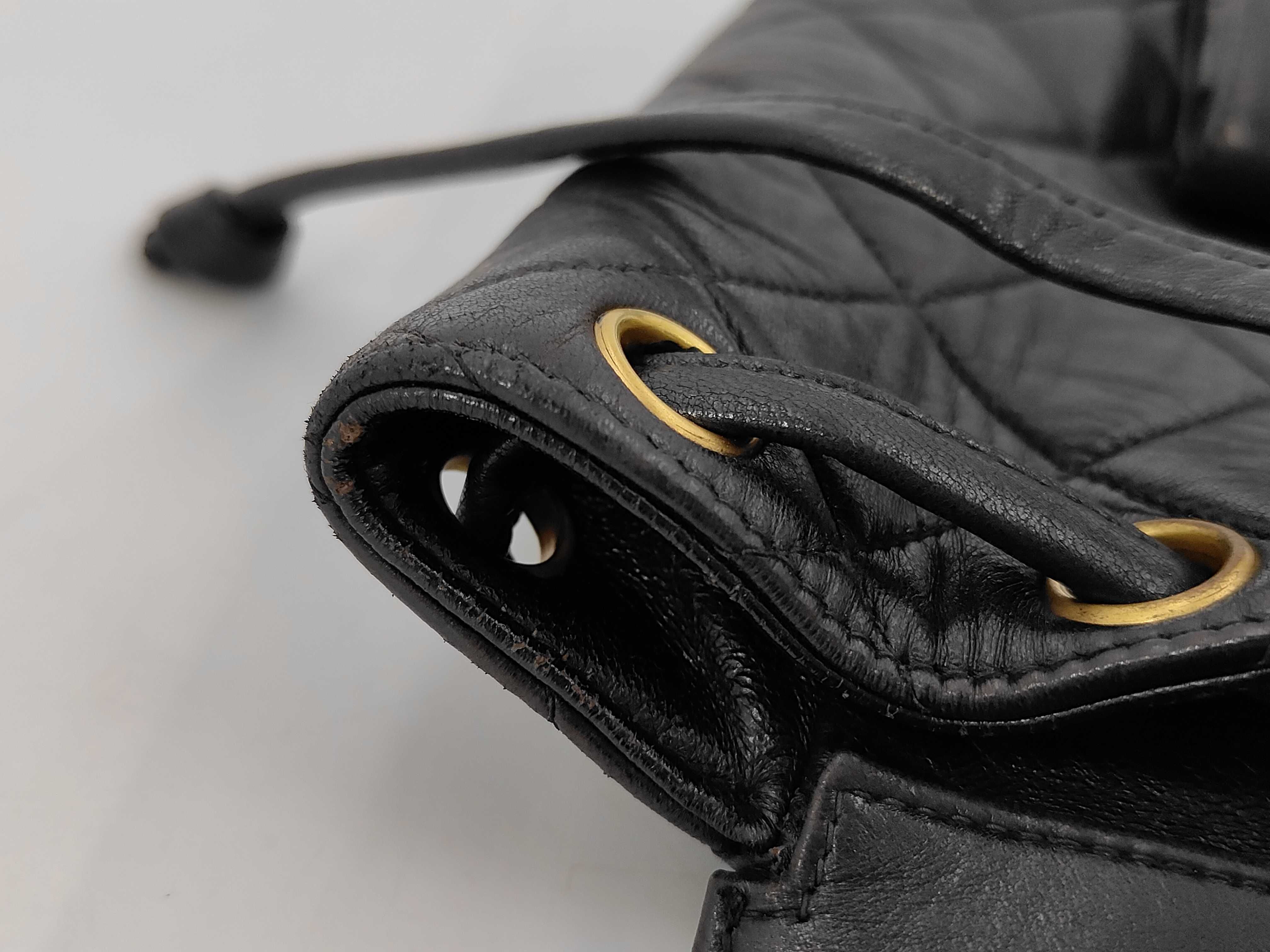 Matelassé Turnlock Backpack, Black with Gold Hardware, Series 3, Chain — view 12