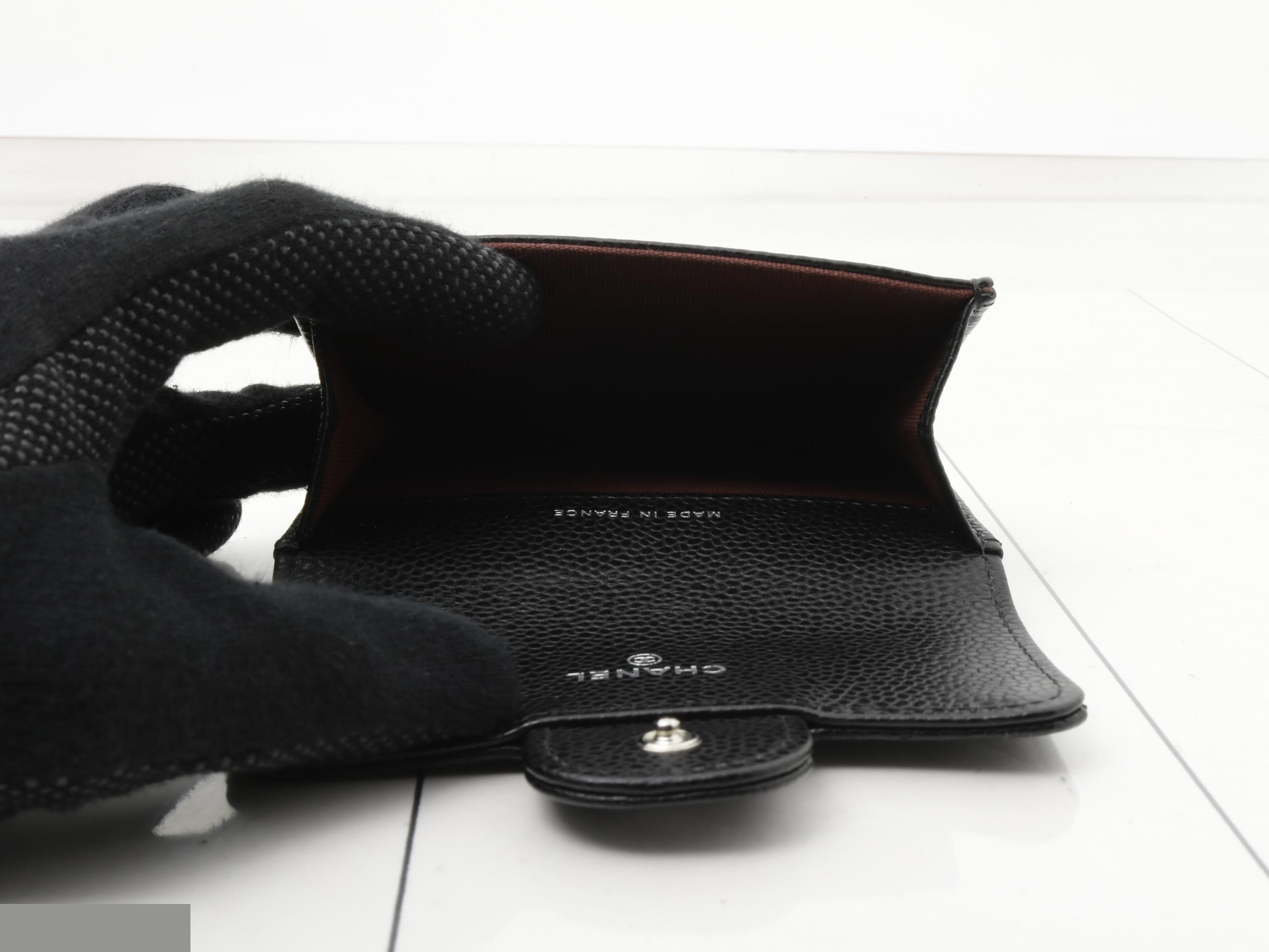 Coco Mark Matelassé Caviar Skin Card Case — view 4