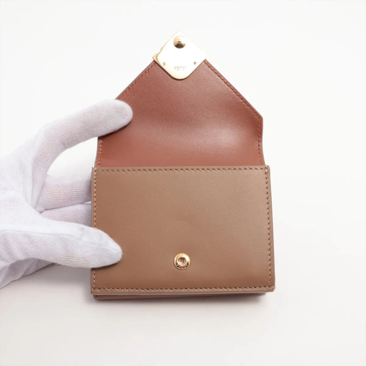 FF Diamond 8M0480 Leather Compact Wallet Brown — view 3