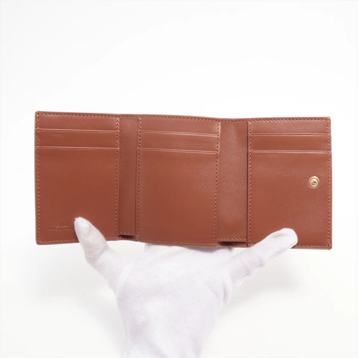 FF Diamond 8M0480 Leather Compact Wallet Brown — view 4