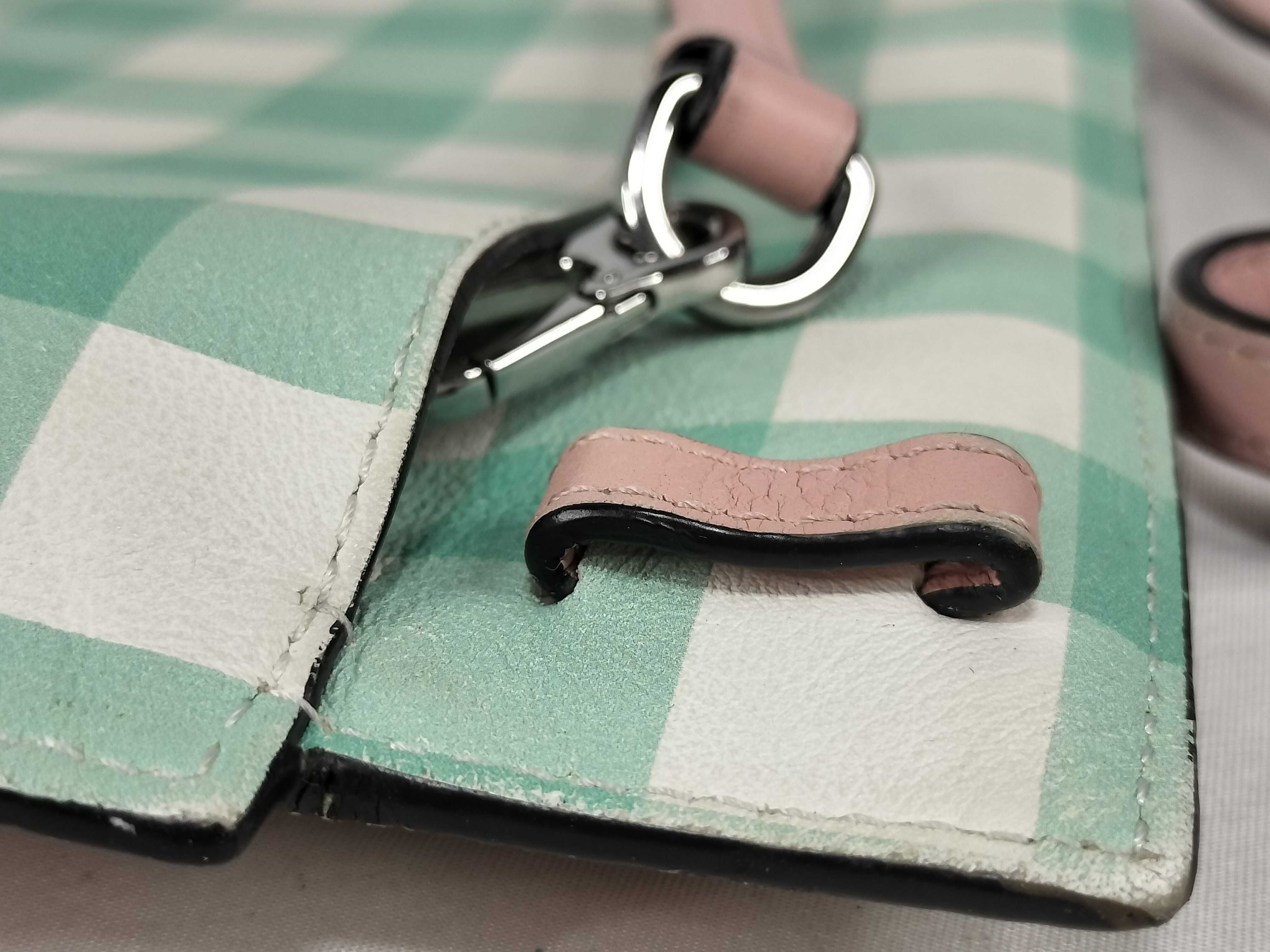 Anagram Leather Gingham Check Shoulder Bag — view 13
