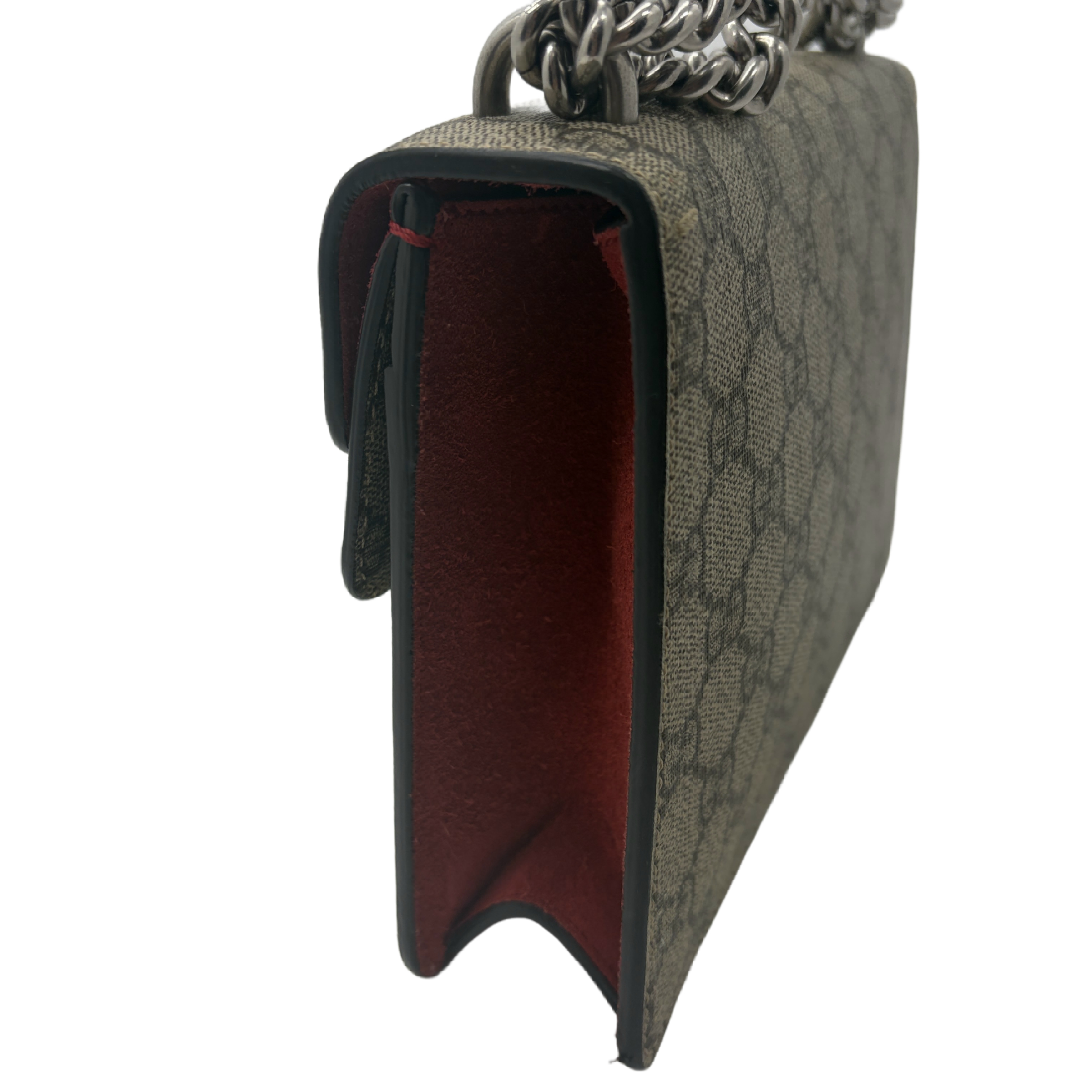 Dionysus GG Supreme Canvas Suede Red Chain Shoulder Bag — view 3