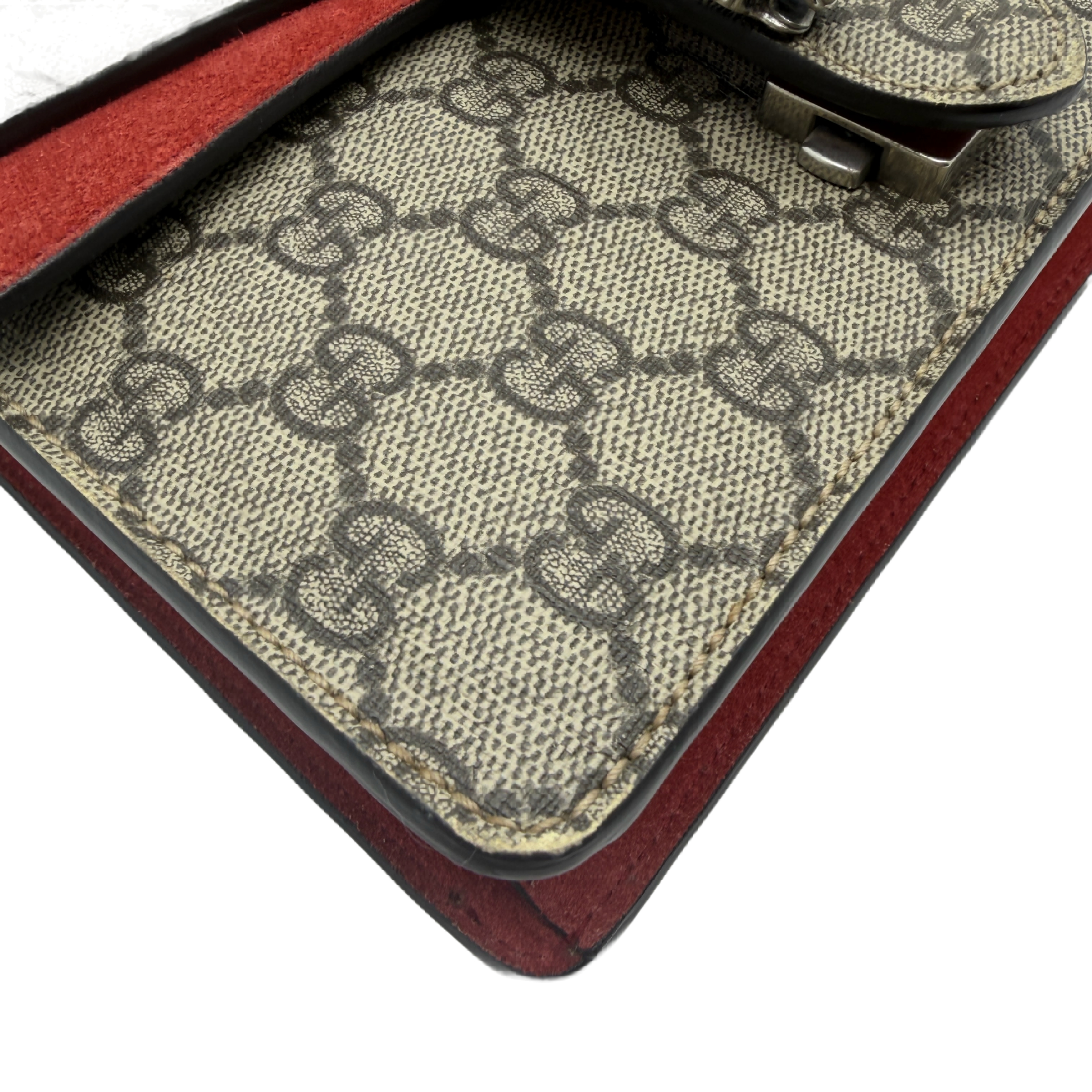 Dionysus GG Supreme Canvas Suede Red Chain Shoulder Bag — view 4