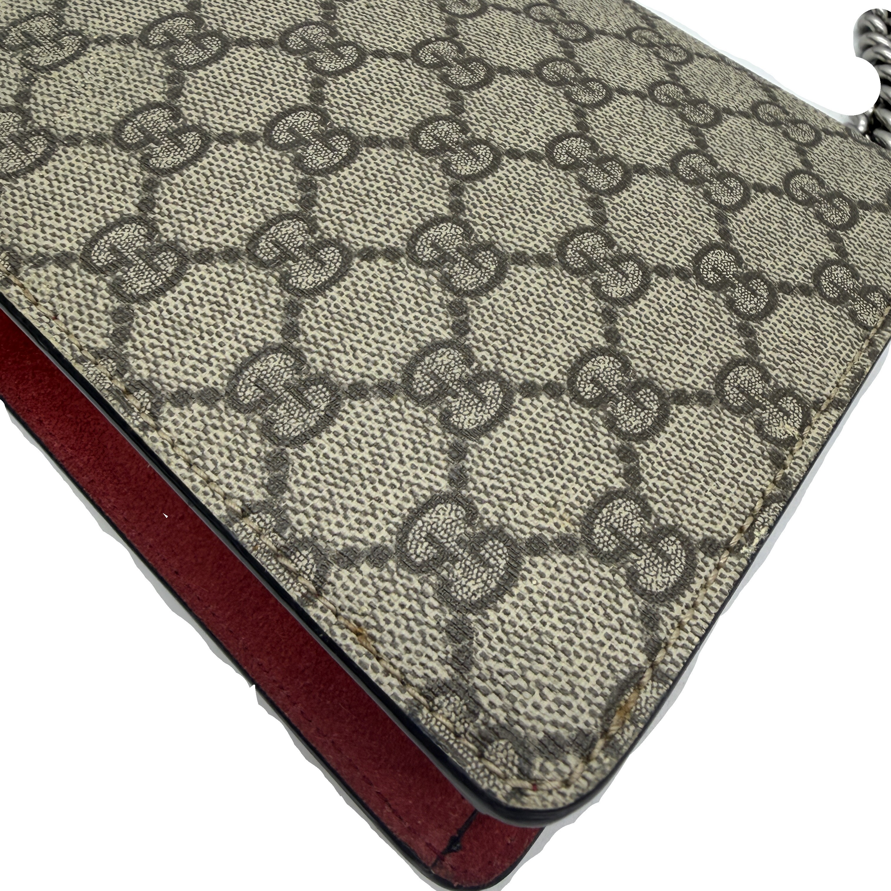 Dionysus GG Supreme Canvas Suede Red Chain Shoulder Bag — view 7