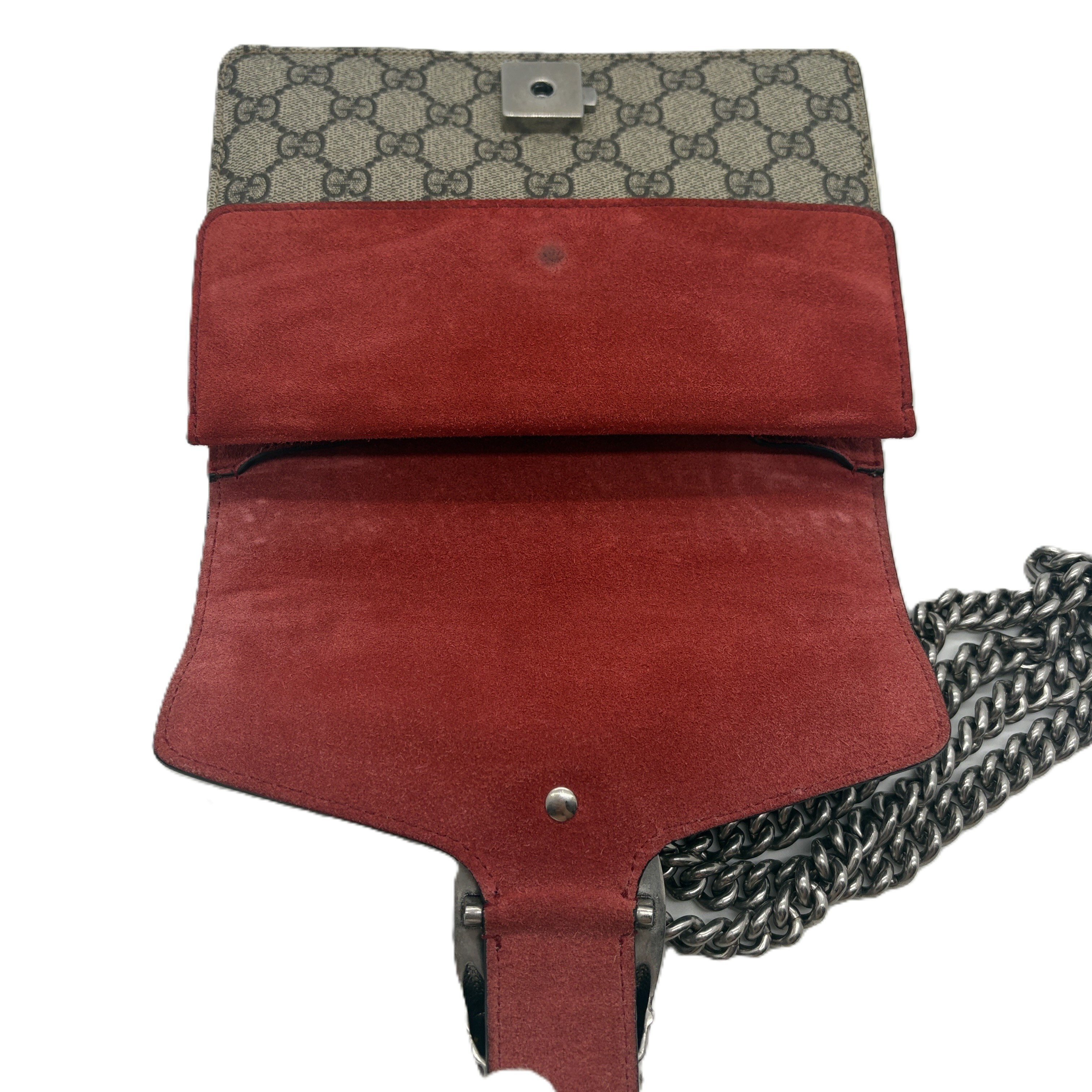 Dionysus GG Supreme Canvas Suede Red Chain Shoulder Bag — view 9