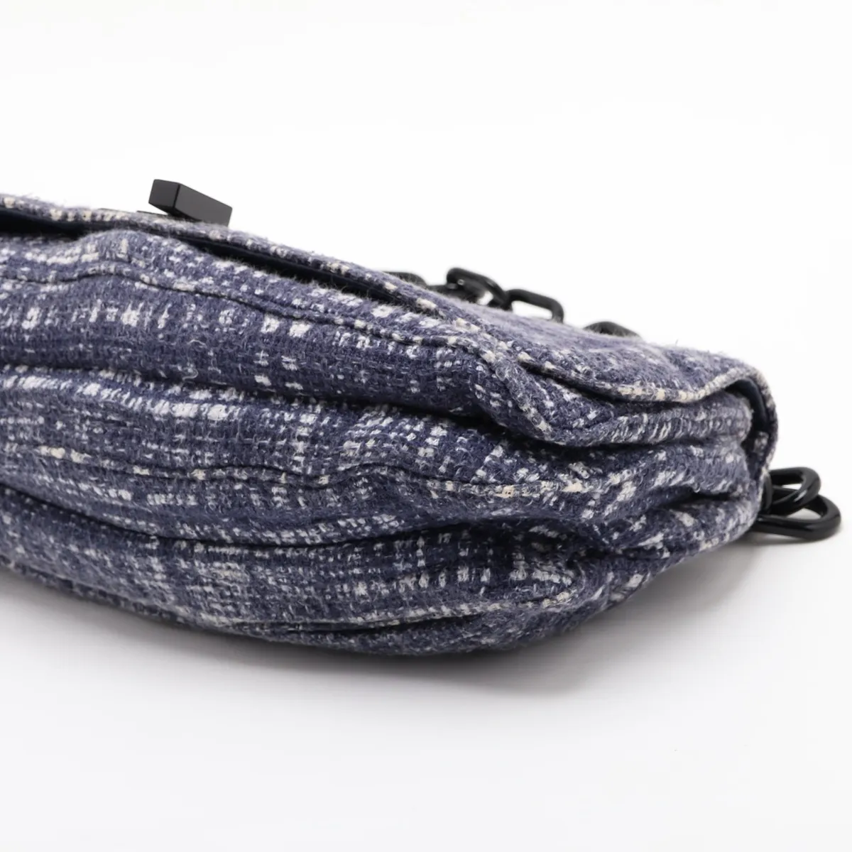 tweed chain shoulder bag, blue — view 3