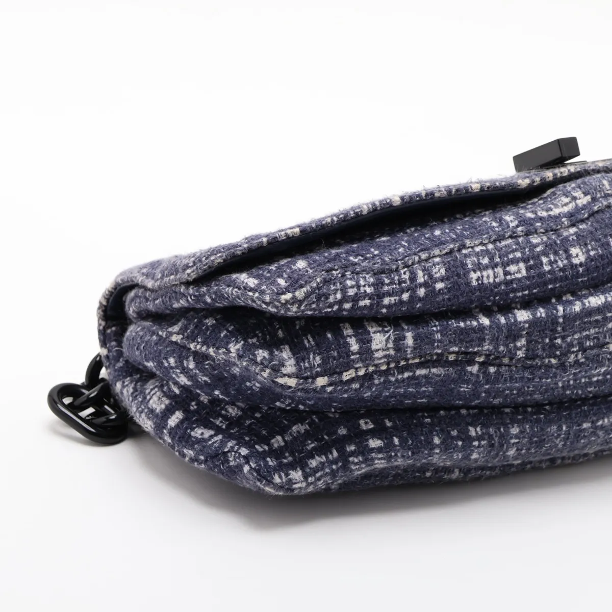 tweed chain shoulder bag, blue — view 4