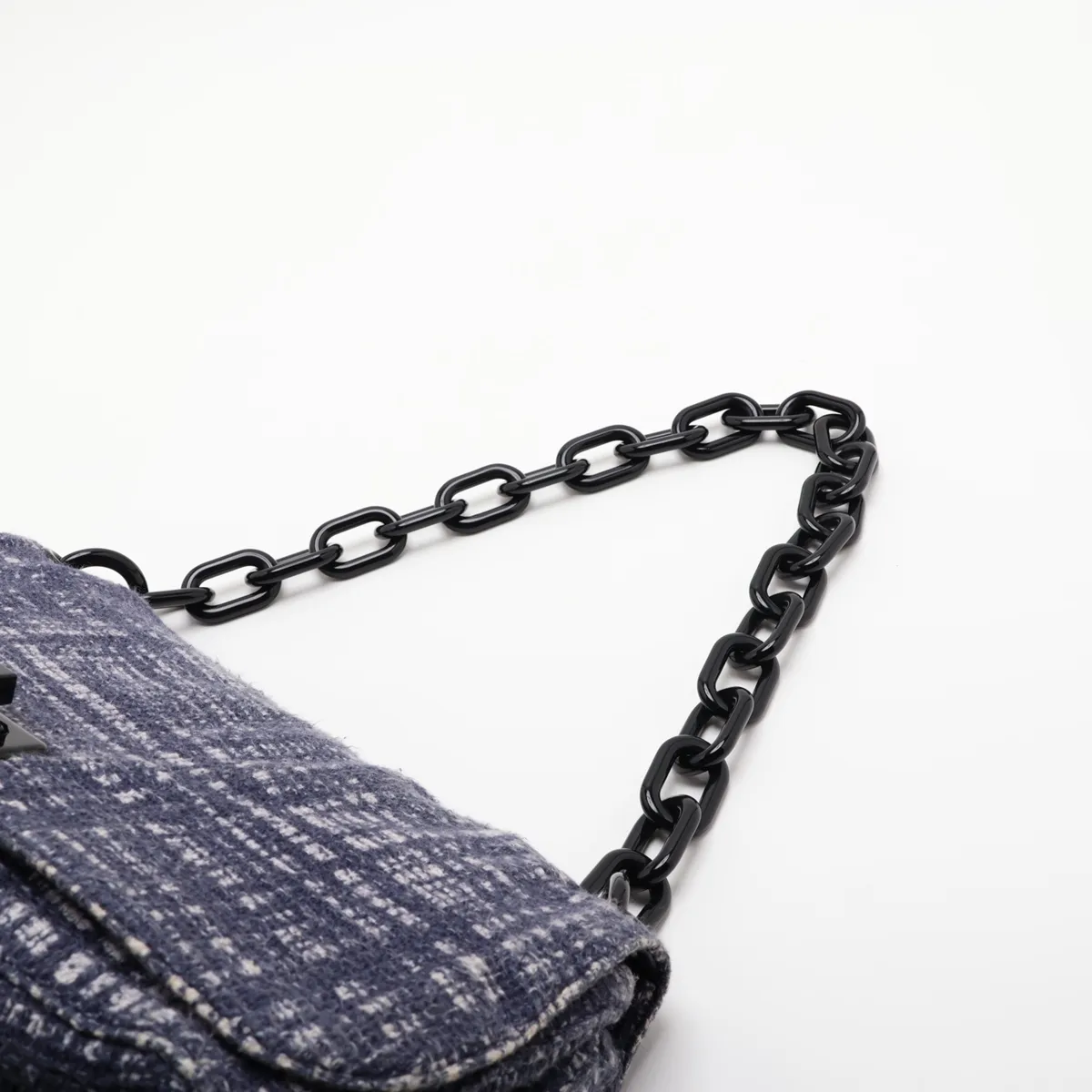 tweed chain shoulder bag, blue — view 5