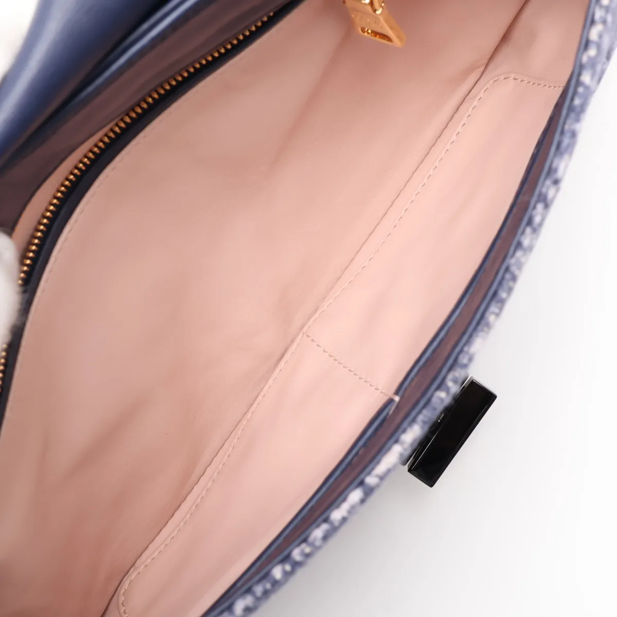 tweed chain shoulder bag, blue — view 9