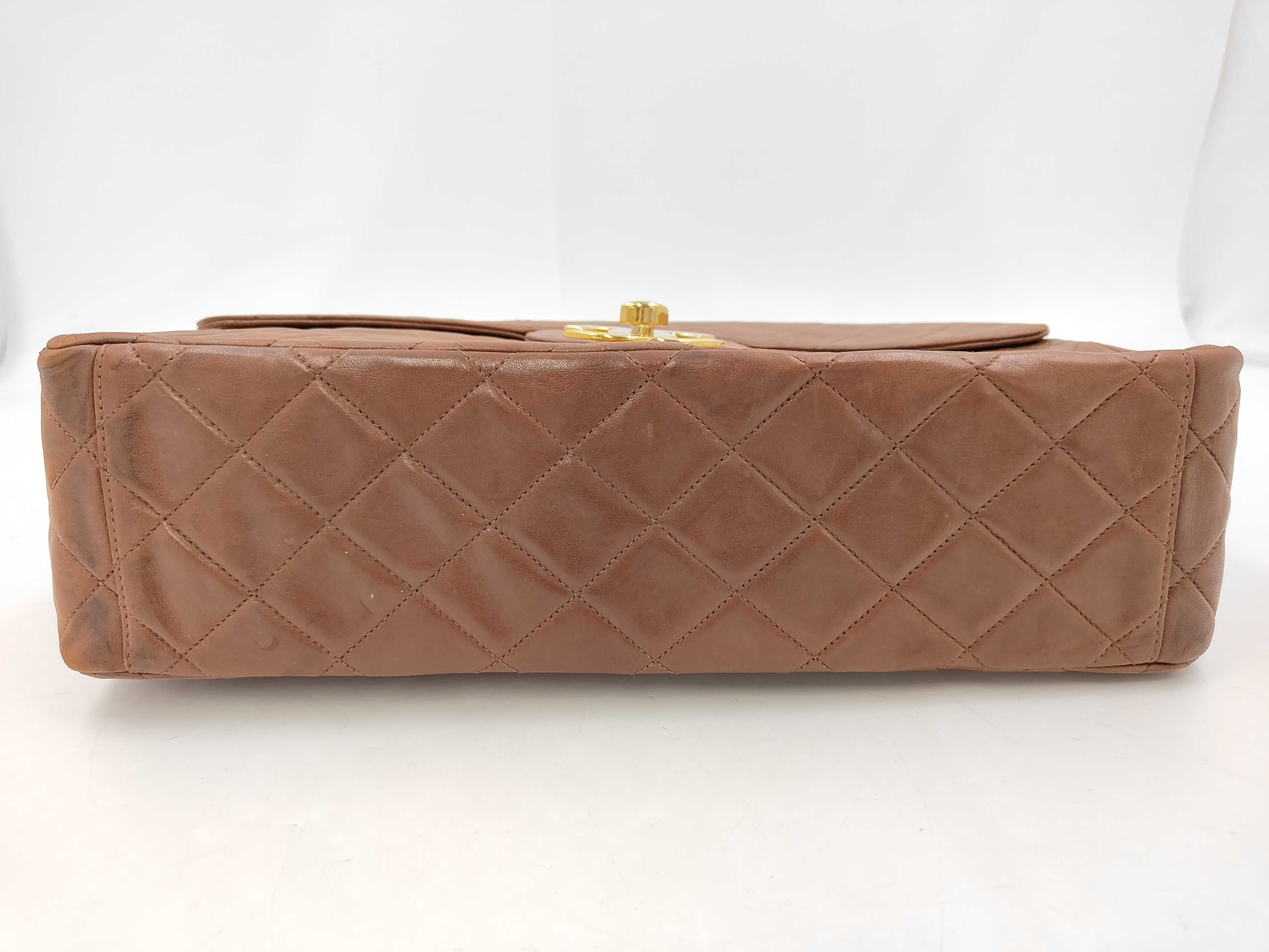 Large Matelassé Lambskin Chain Shoulder Bag, Brown, Series 3 — view 6