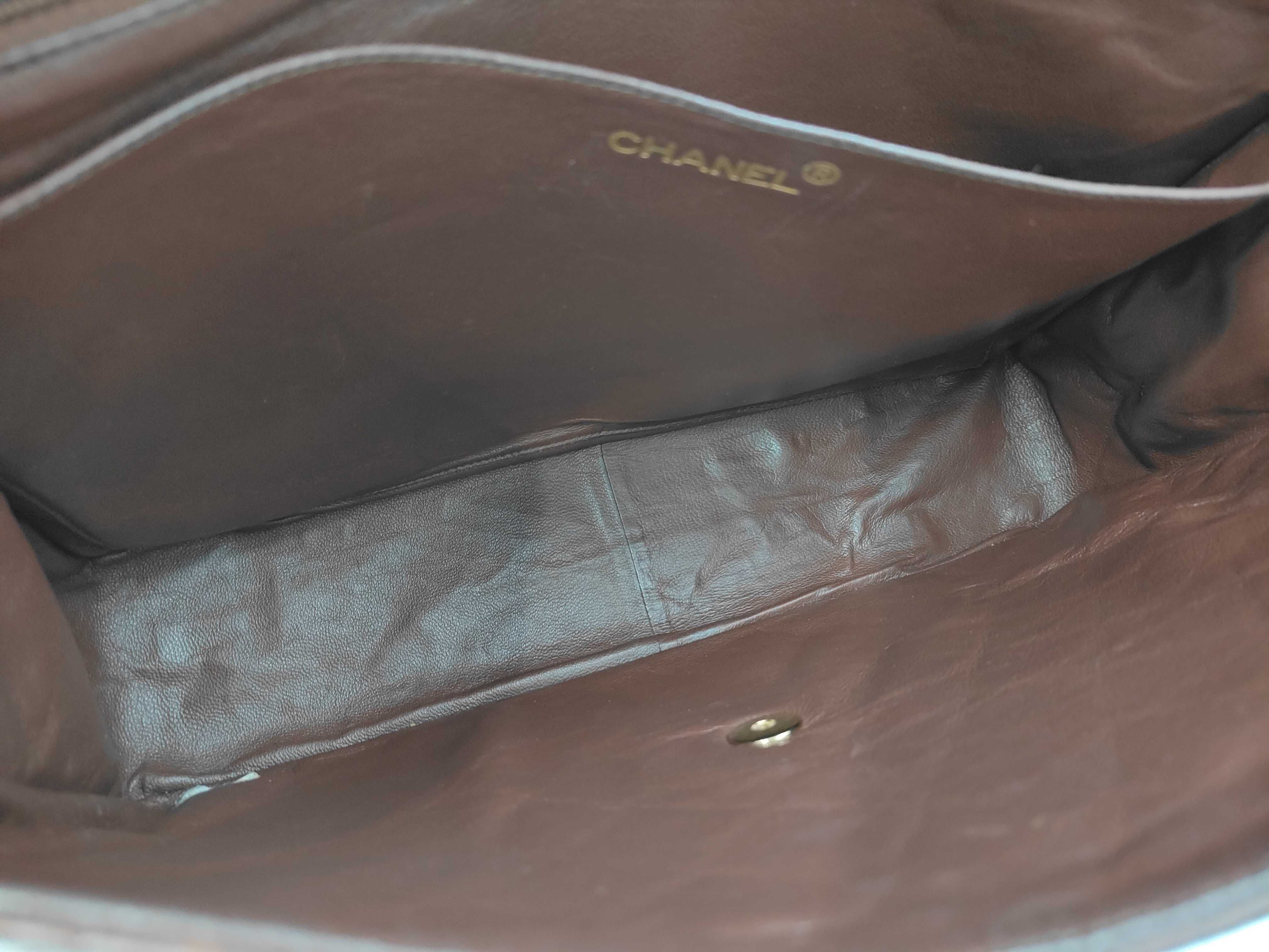 Large Matelassé Lambskin Chain Shoulder Bag, Brown, Series 3 — view 10