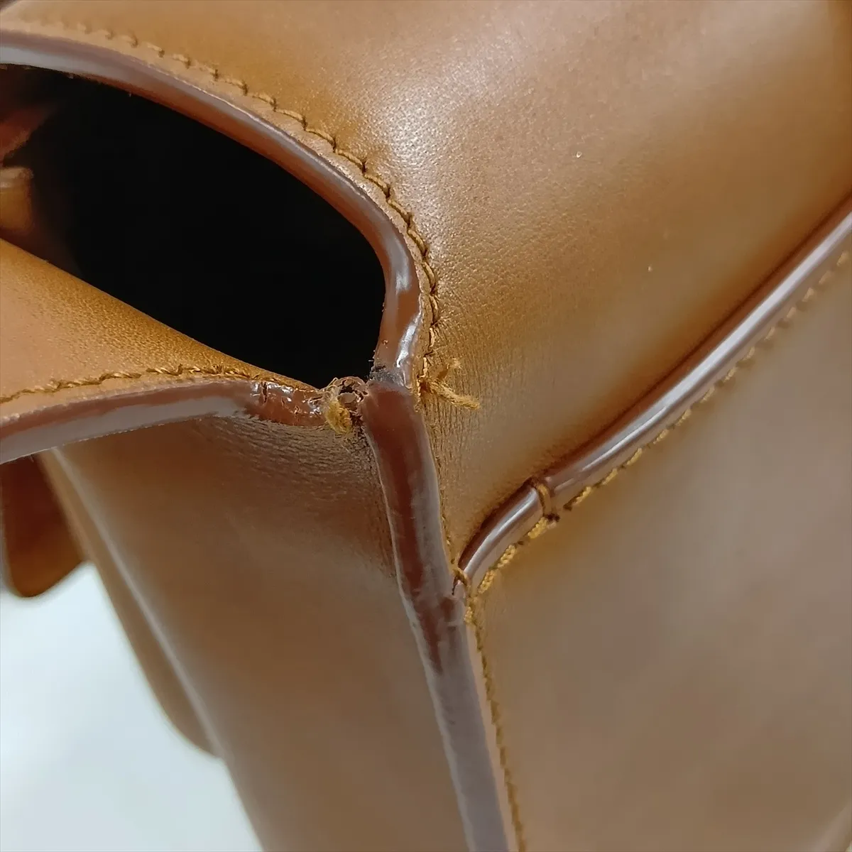 Small Satchel Leather Shoulder Bag, Brown, 819627 — view 12
