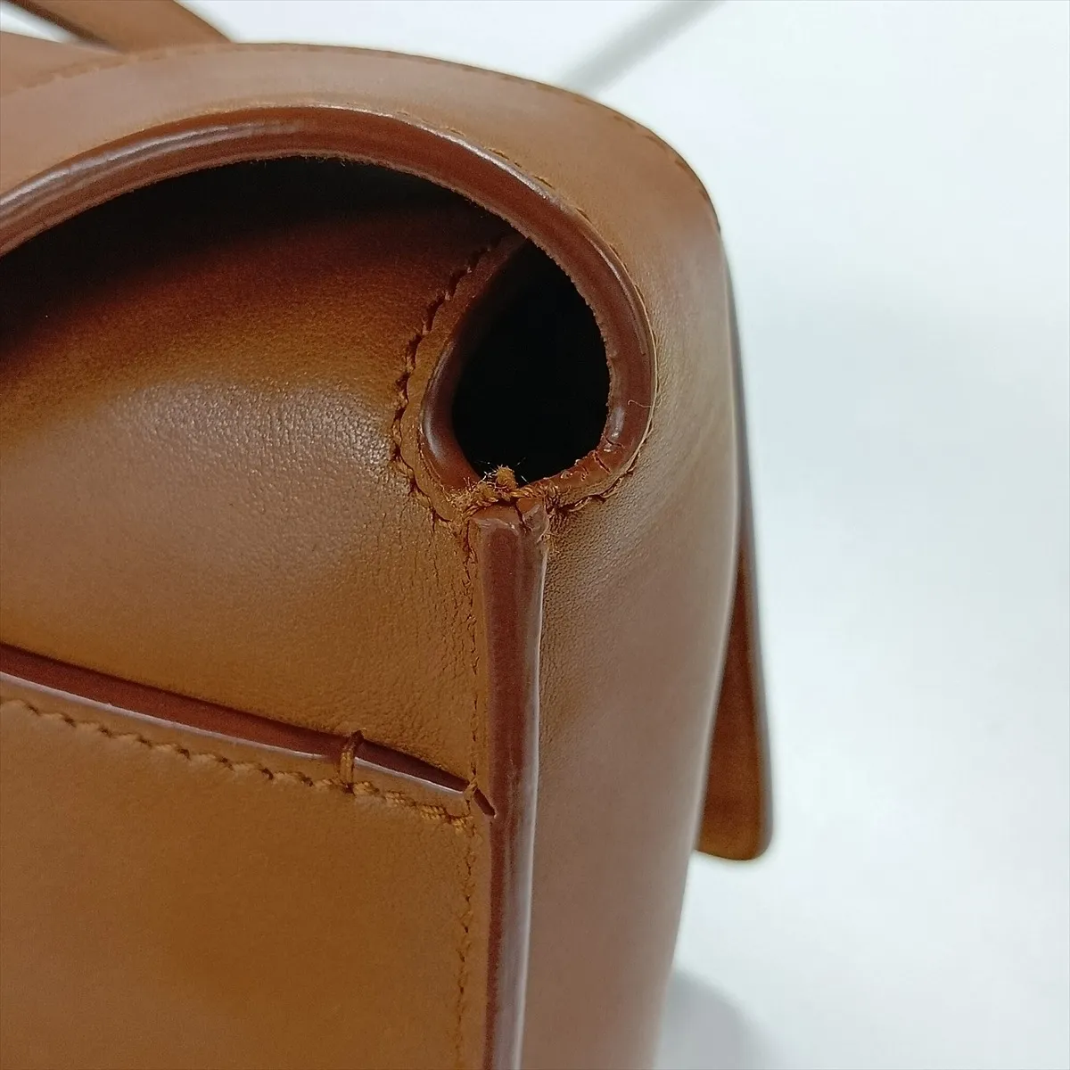 Small Satchel Leather Shoulder Bag, Brown, 819627 — view 13