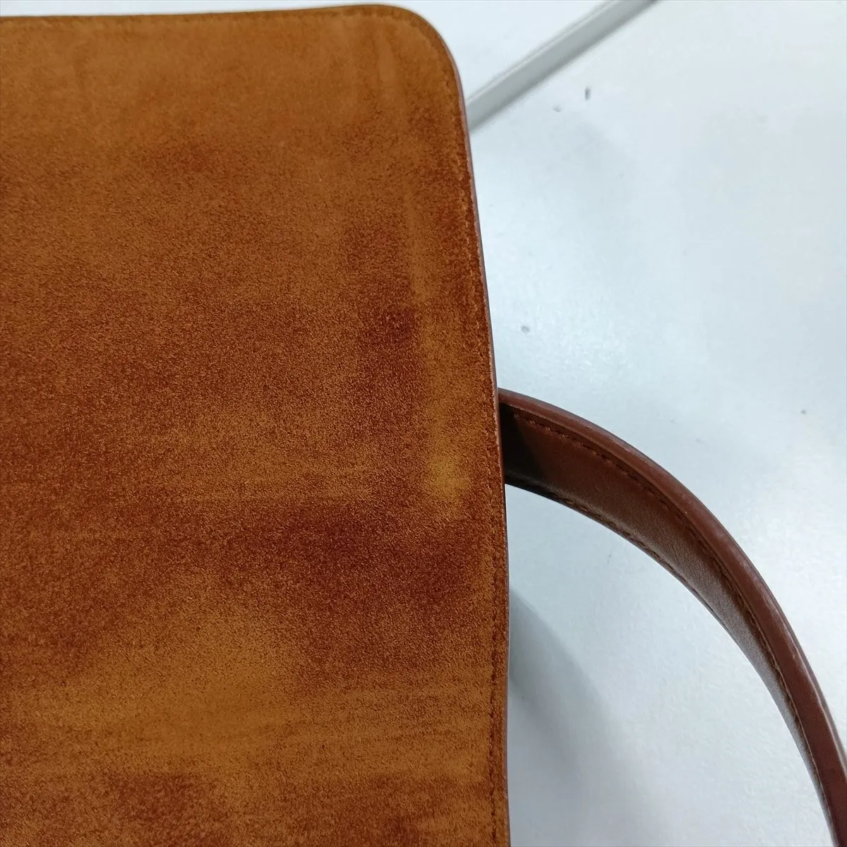 Small Satchel Leather Shoulder Bag, Brown, 819627 — view 15