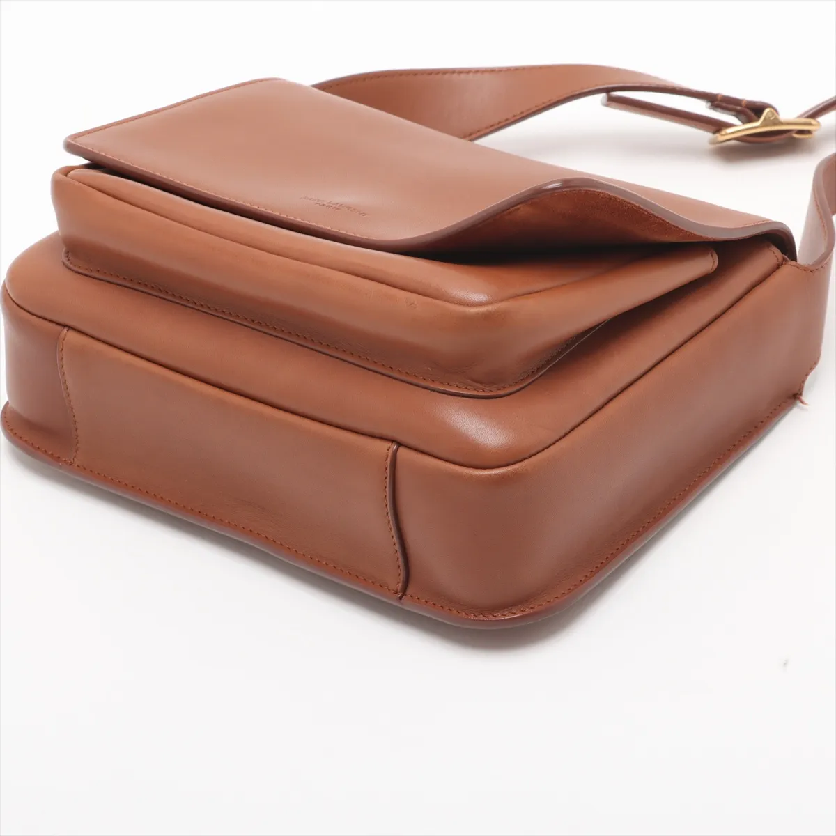 Small Satchel Leather Shoulder Bag, Brown, 819627 — view 3