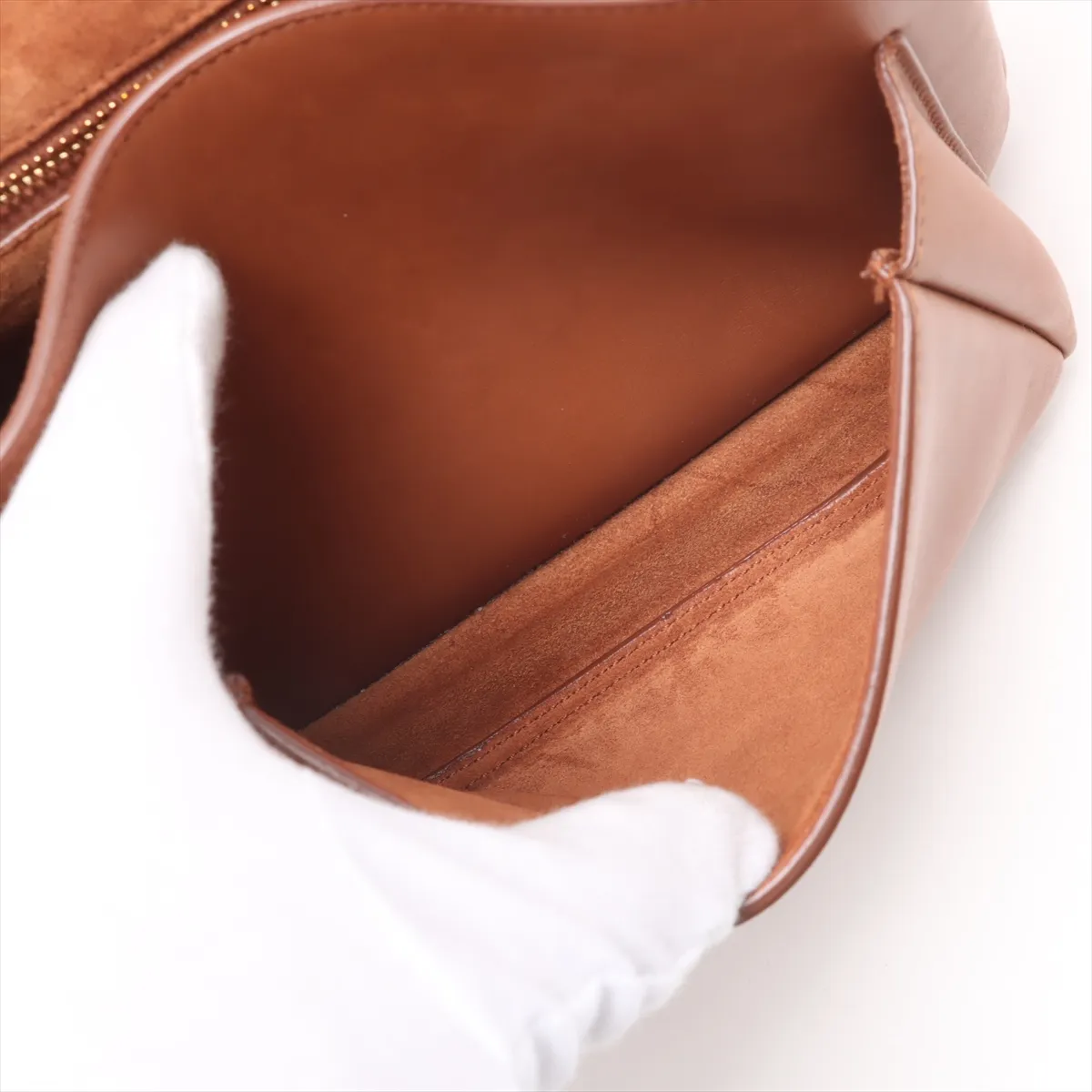 Small Satchel Leather Shoulder Bag, Brown, 819627 — view 6