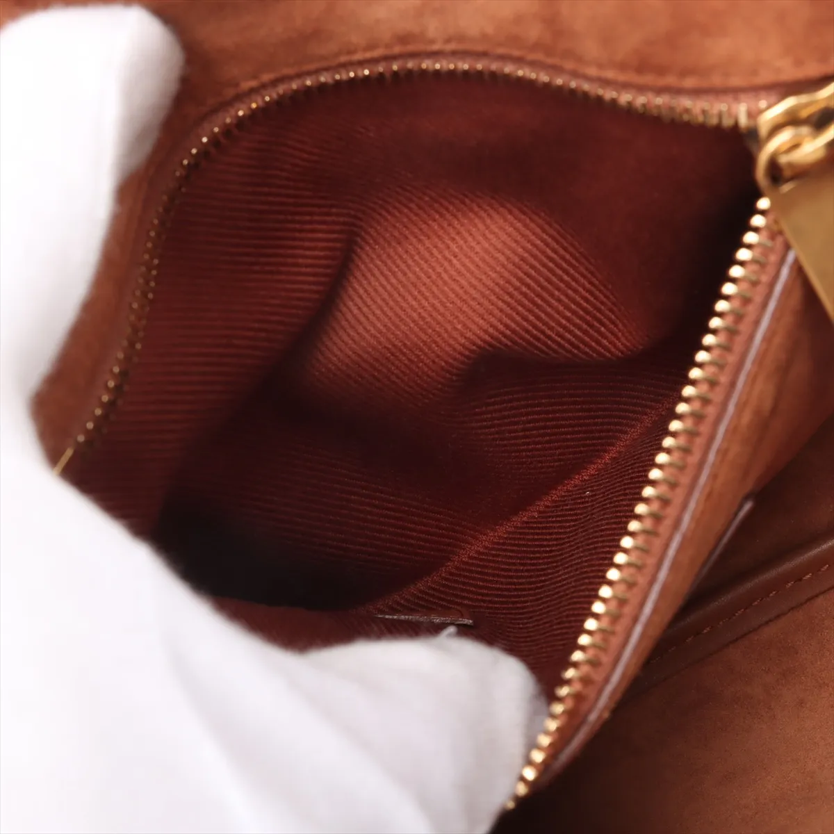 Small Satchel Leather Shoulder Bag, Brown, 819627 — view 8