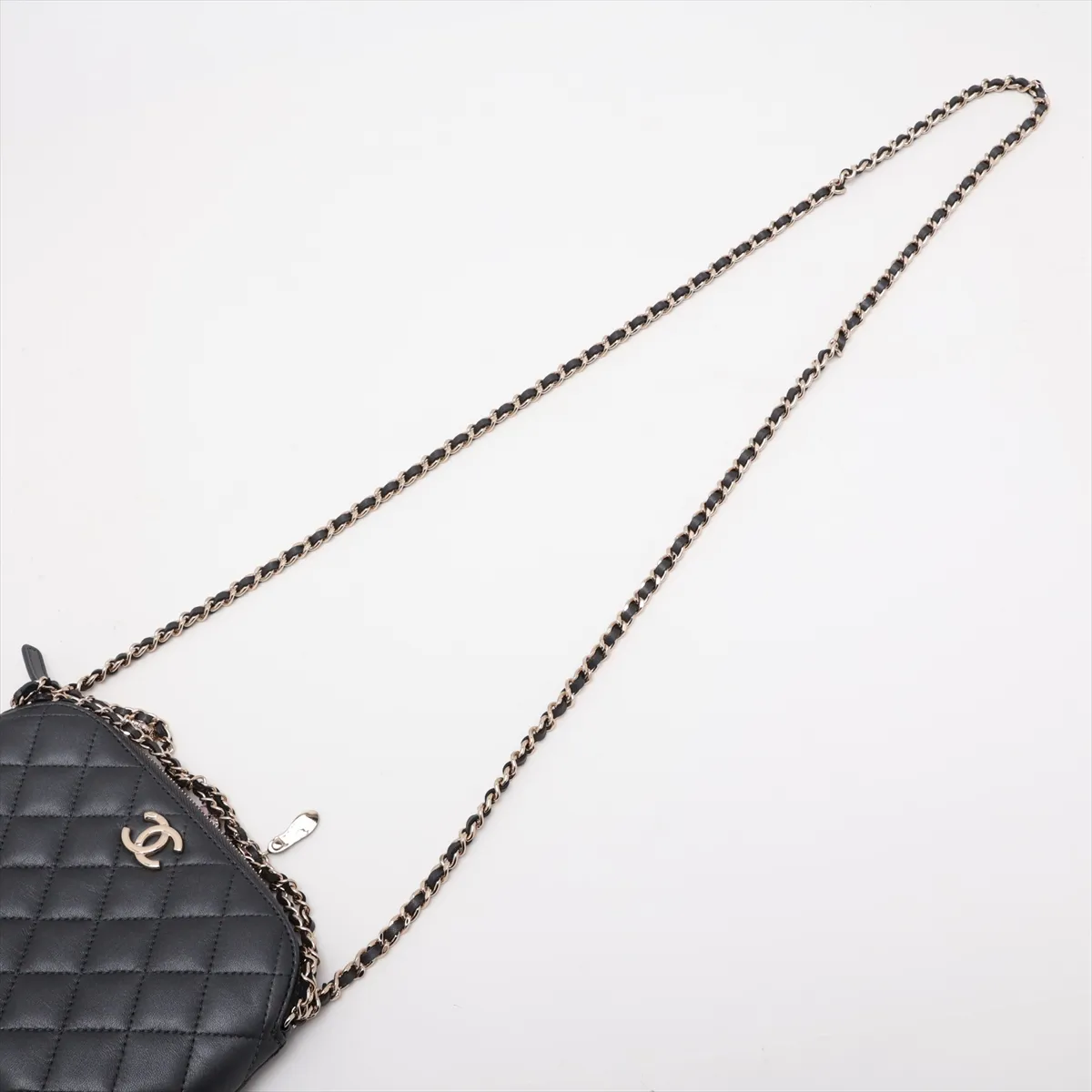 Matelassé Lambskin Chain Shoulder Bag, Gray with Gold Hardware, CK3HPPUH, Random Serial Number AP4526 — view 5
