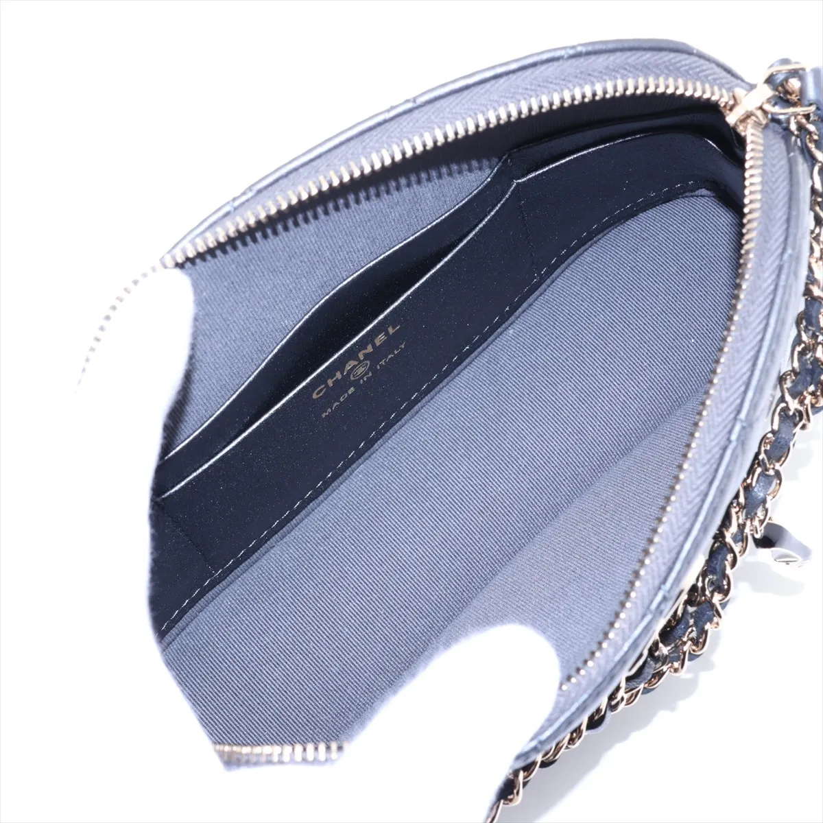 Matelassé Lambskin Chain Shoulder Bag, Gray with Gold Hardware, CK3HPPUH, Random Serial Number AP4526 — view 6