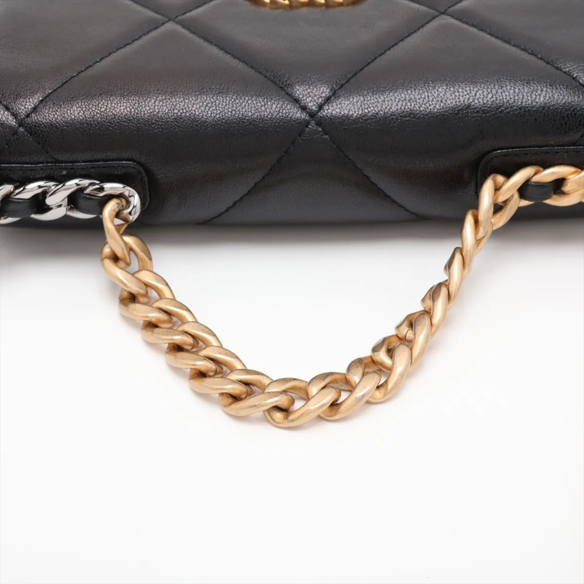 19 Lambskin Chain Shoulder Bag, Black with Gold and Silver Hardware, 29729514, serial number in the 29 range. — view 5