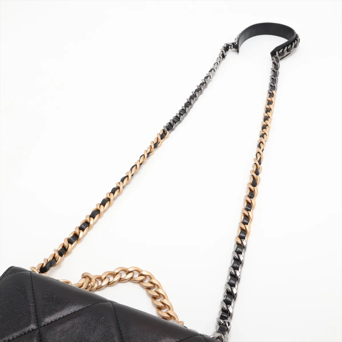 19 Lambskin Chain Shoulder Bag, Black with Gold and Silver Hardware, 29729514, serial number in the 29 range. — view 7