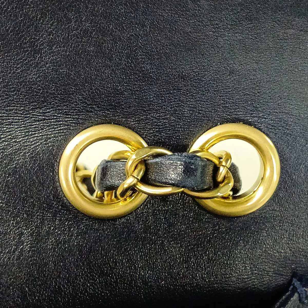 Matelassé Lambskin Single Flap Double Chain Bag, Navy, Gold Hardware, 21941008, Serial Number 21 — view 13