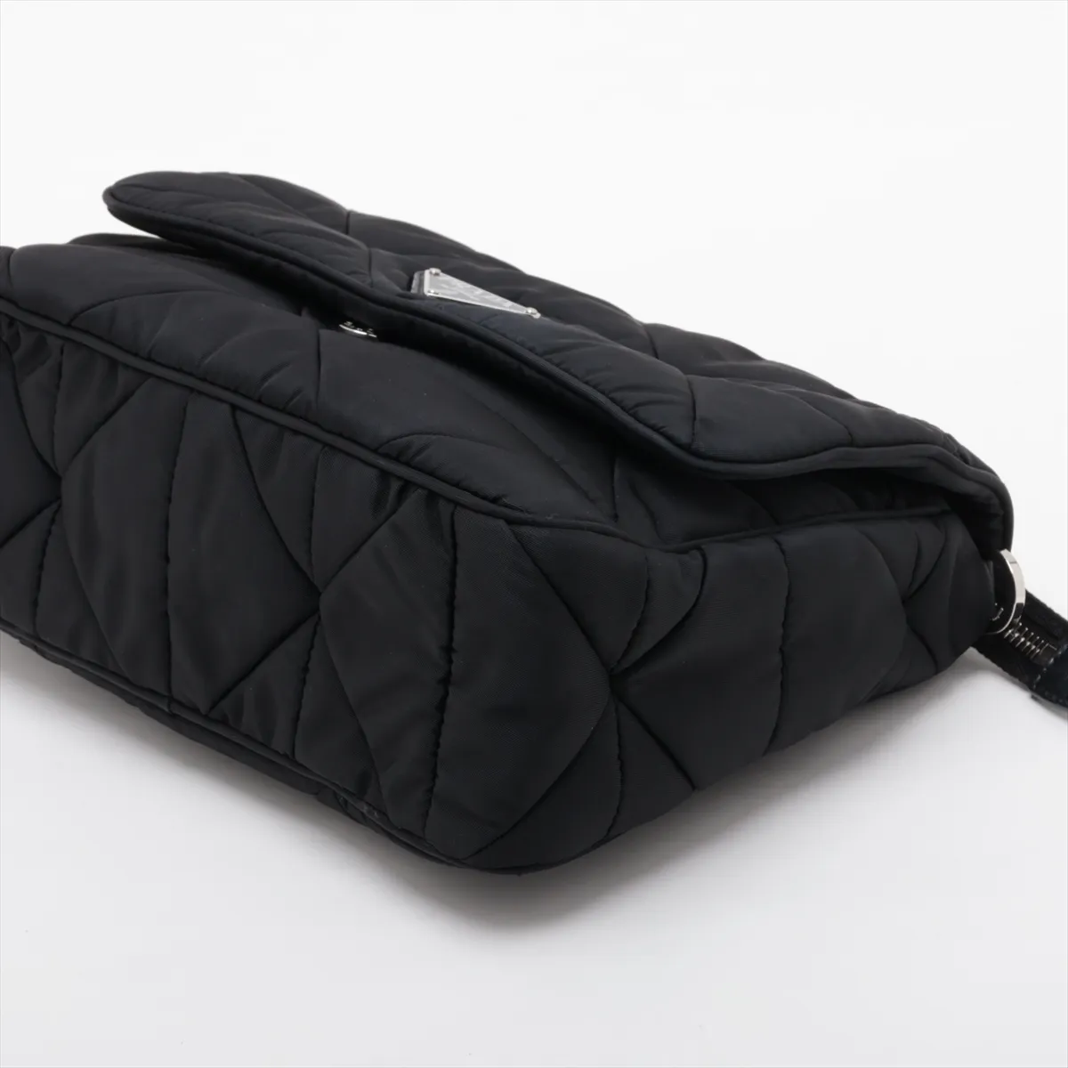 Tessuto Quilted Nylon Shoulder Bag, Black — view 3