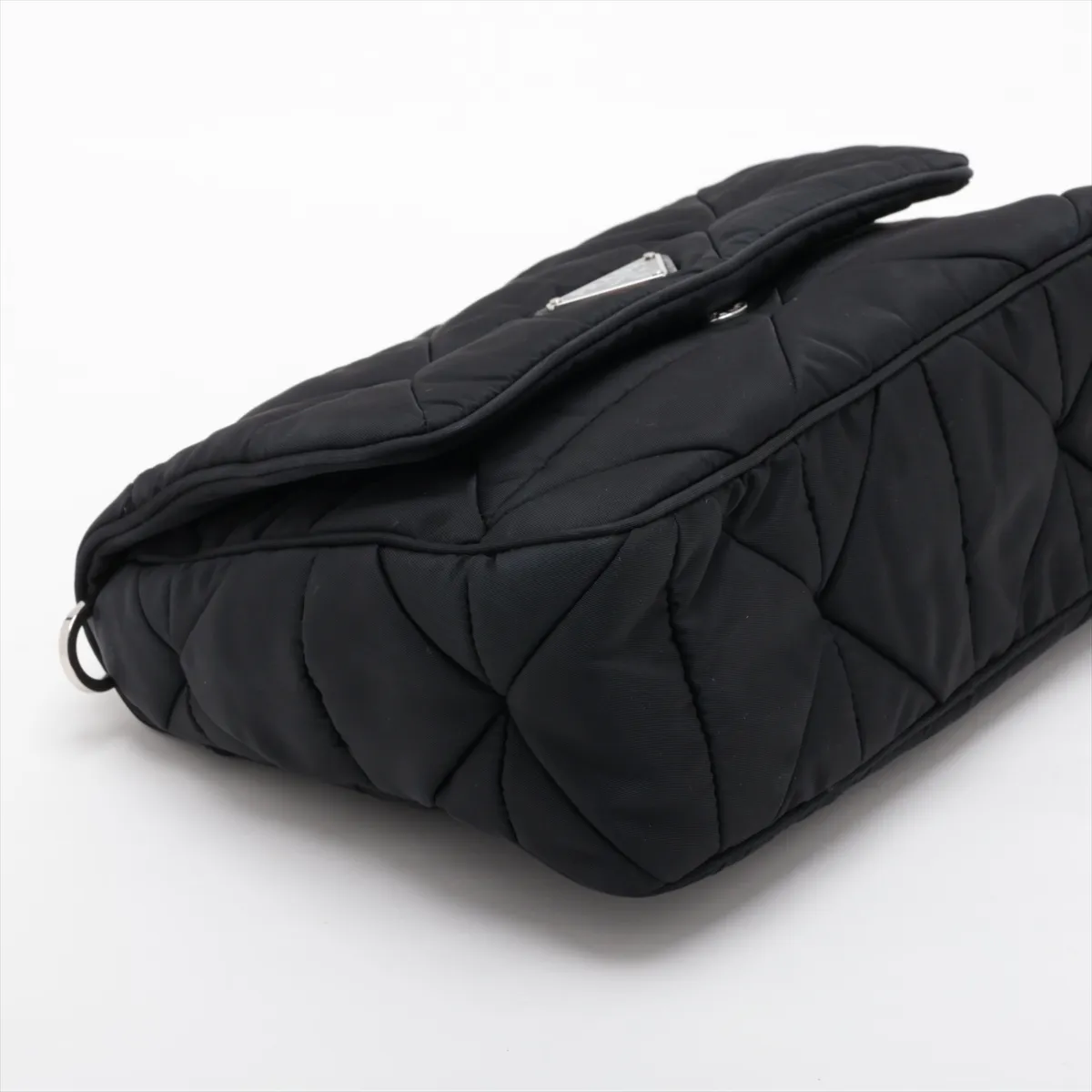 Tessuto Quilted Nylon Shoulder Bag, Black — view 4