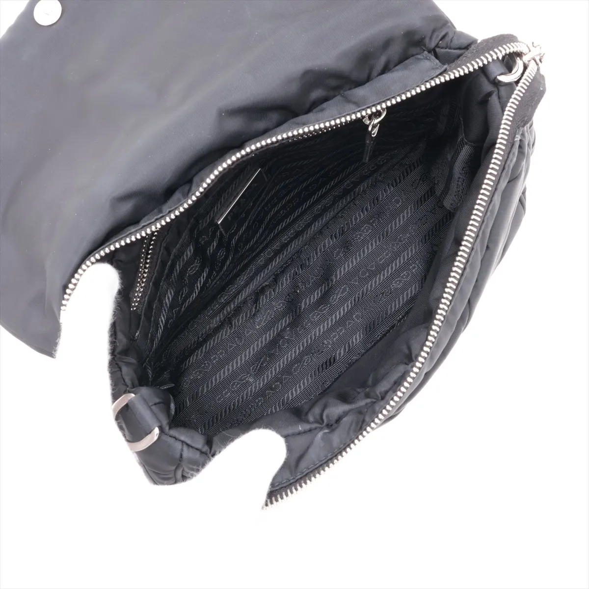 Tessuto Quilted Nylon Shoulder Bag, Black — view 6