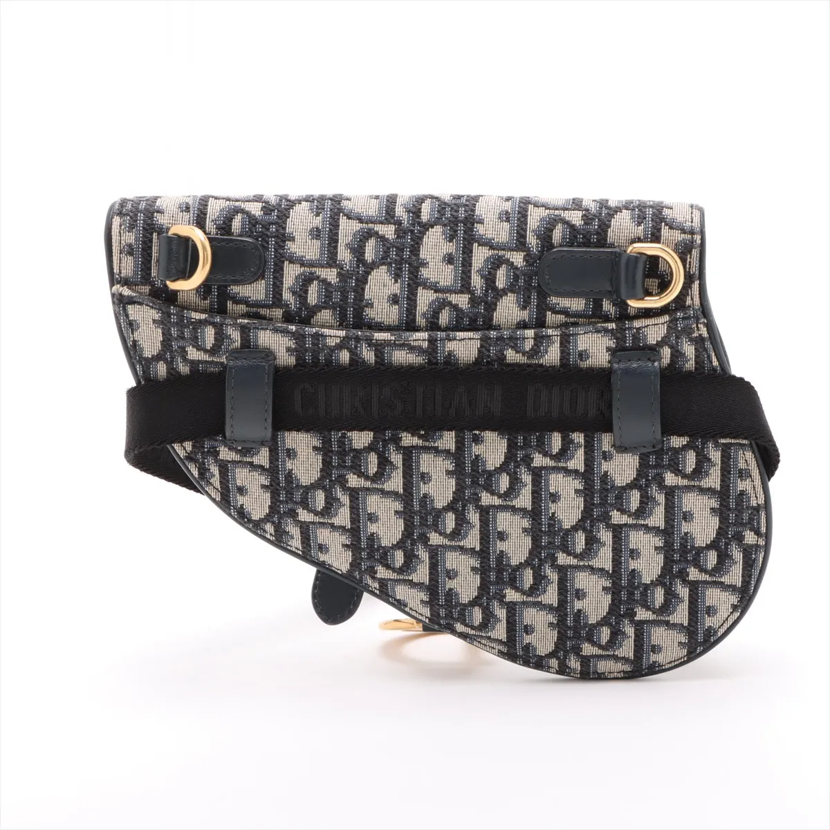 Oblique Saddle Bag Canvas x Leather Body Bag Navy — view 2