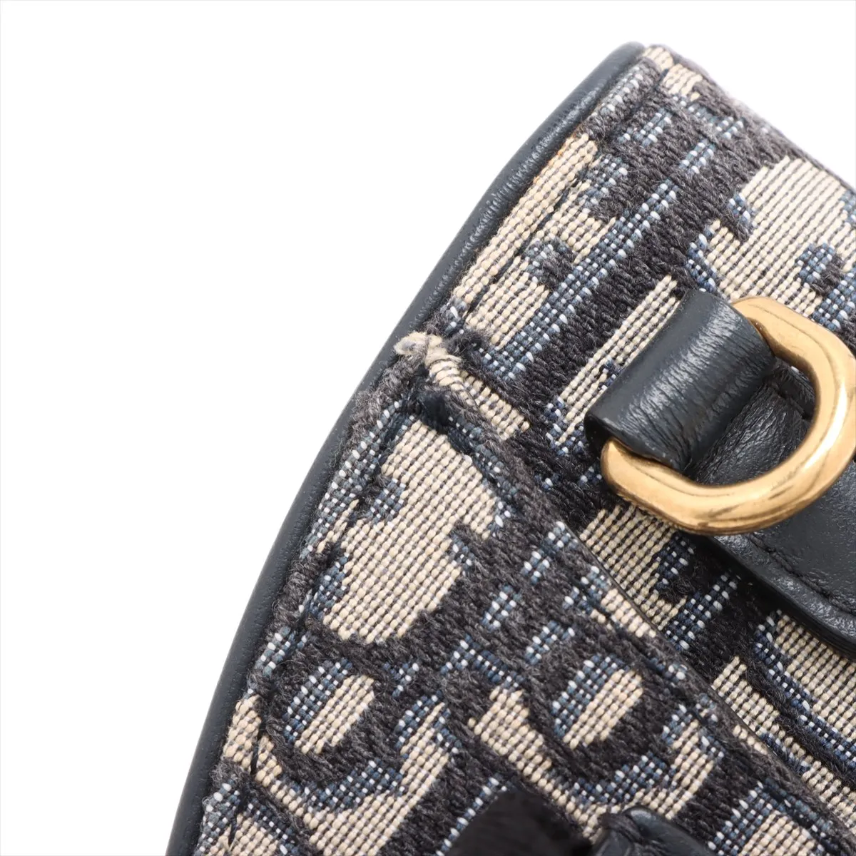 Oblique Saddle Bag Canvas x Leather Body Bag Navy — view 10