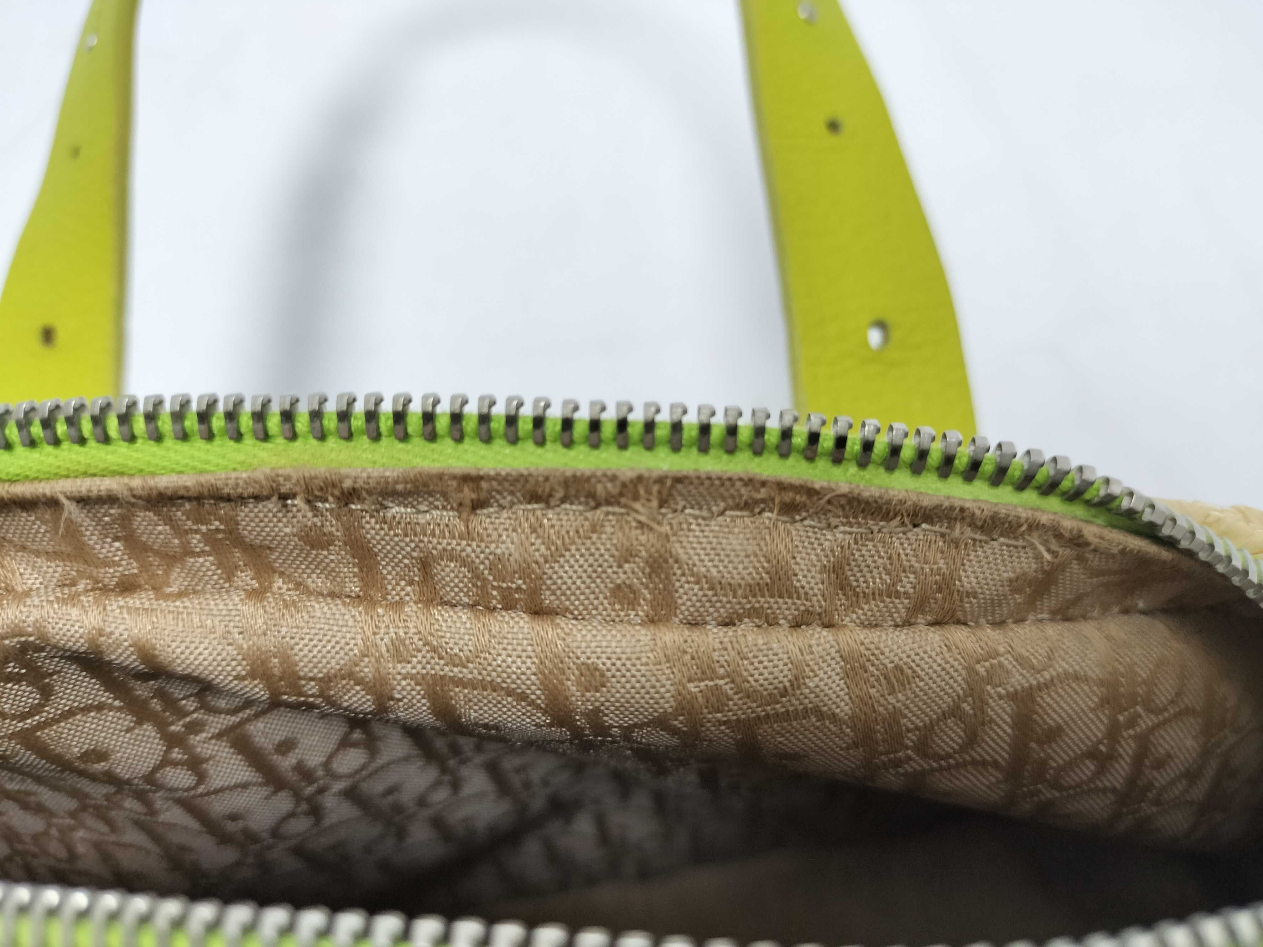 FR - Raffia x green leather handbag — view 14