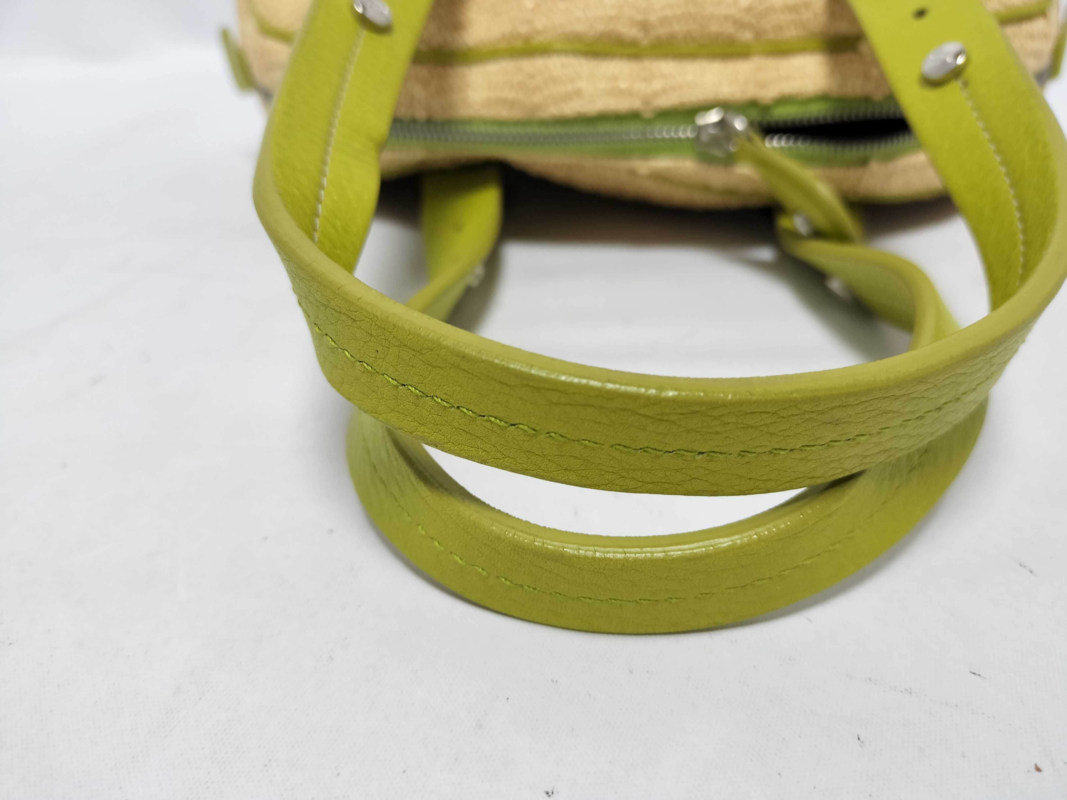 FR - Raffia x green leather handbag — view 4