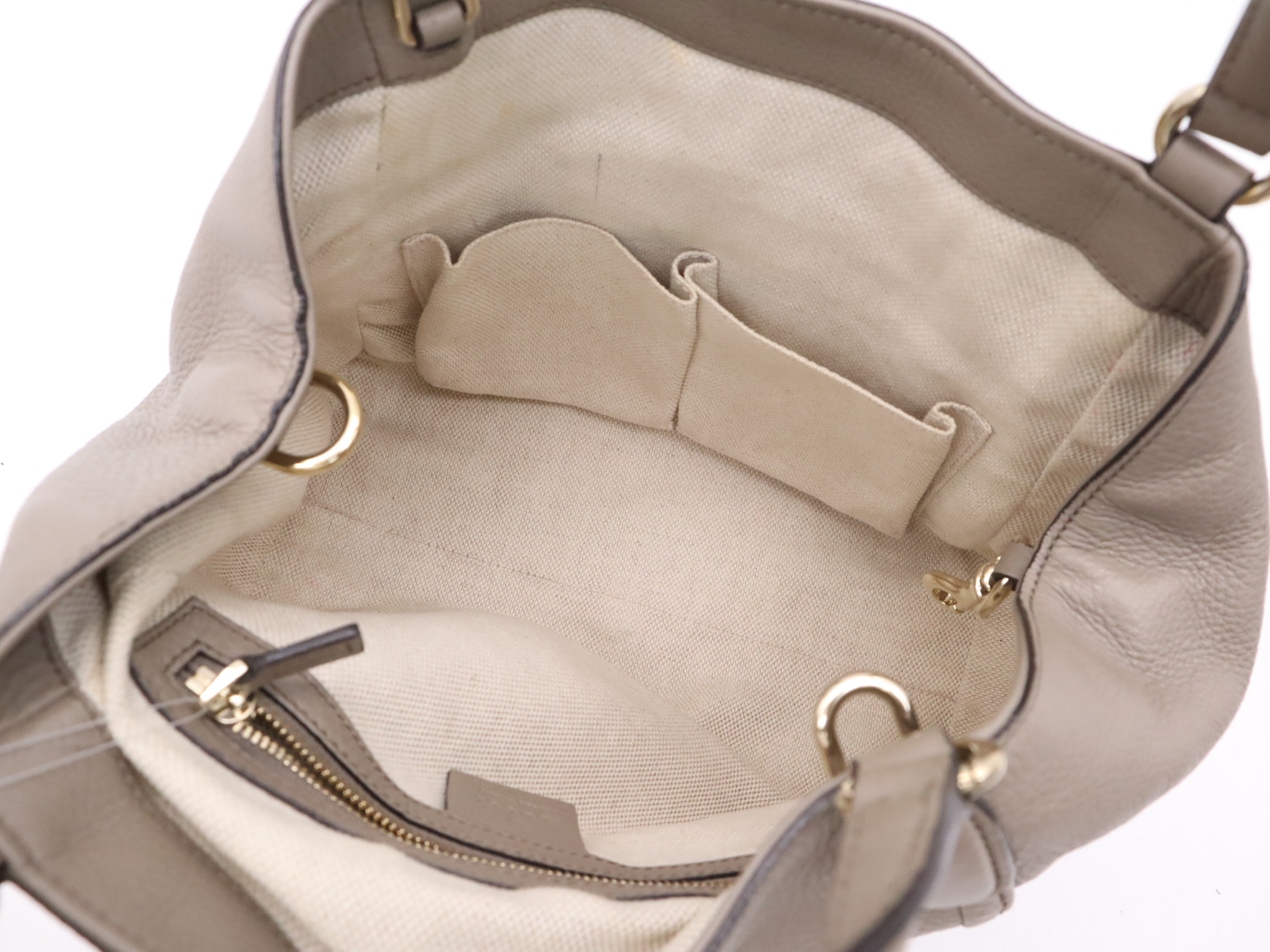 336751 Leather Soho Grey Gold Hardware Charm Handbag — view 11