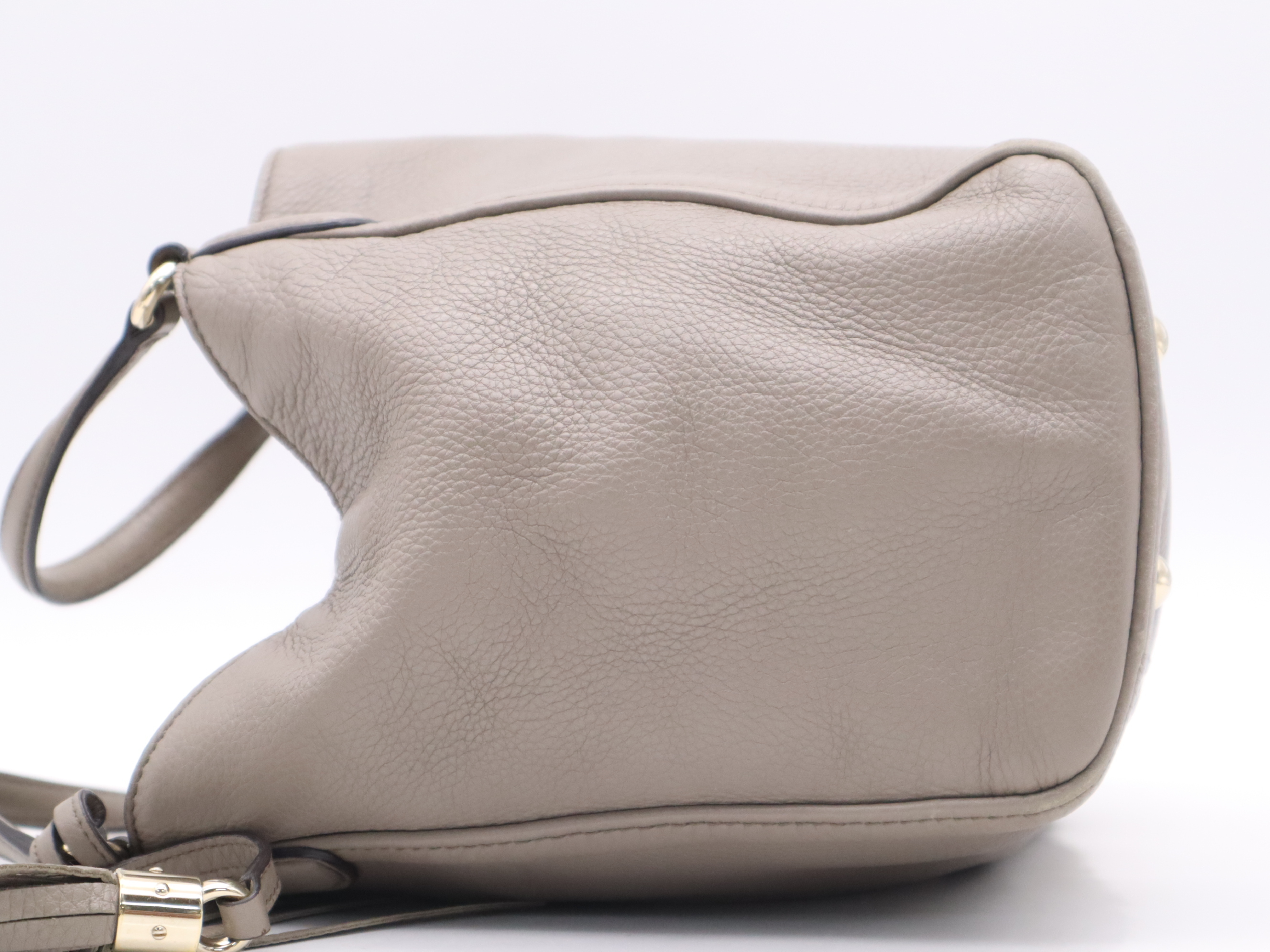 336751 Leather Soho Grey Gold Hardware Charm Handbag — view 3