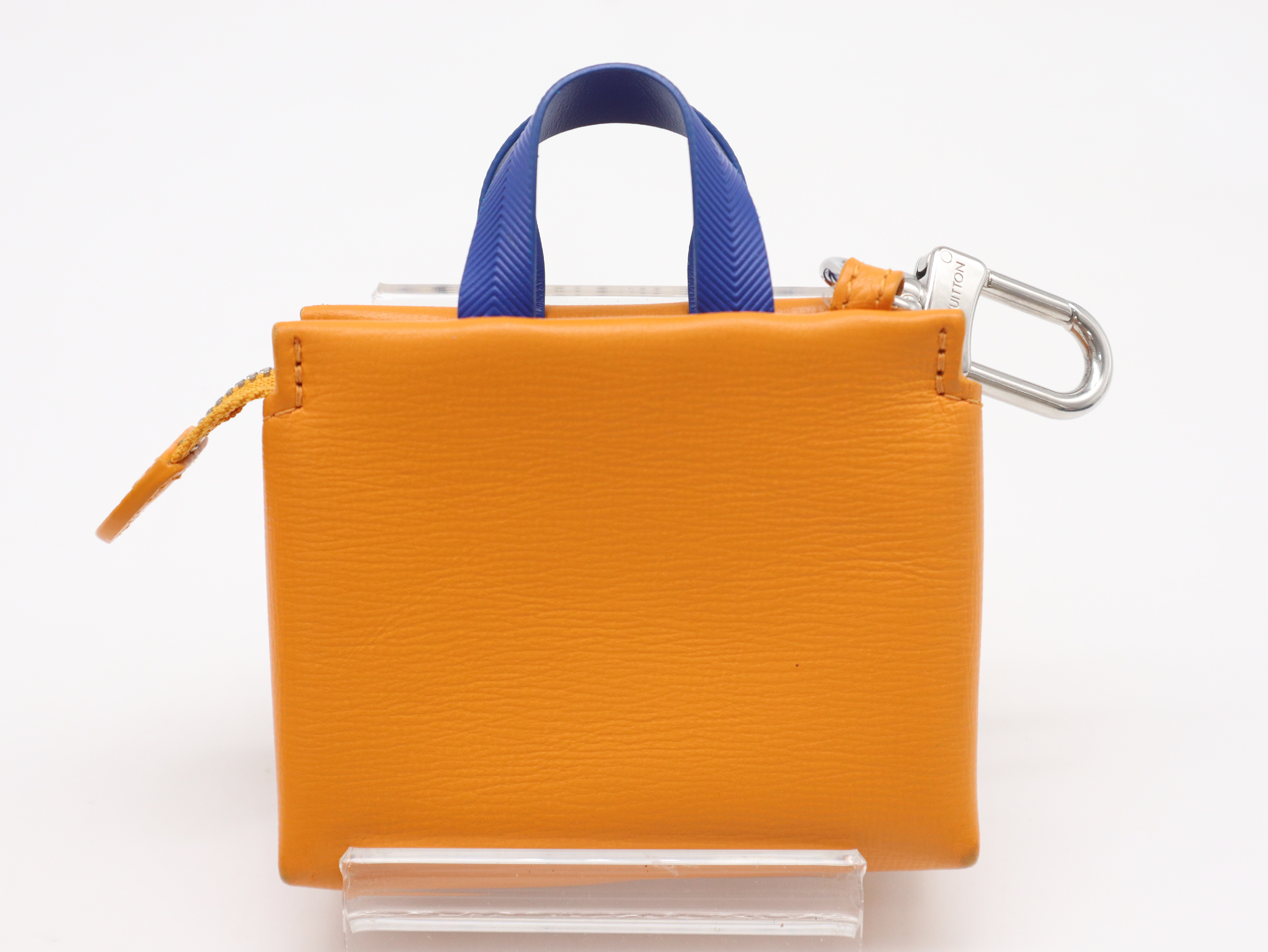 M02699 Leather Bag Charm Mini Shopper Orange with Box and Dust Bag Key Case/Keychain — view 2