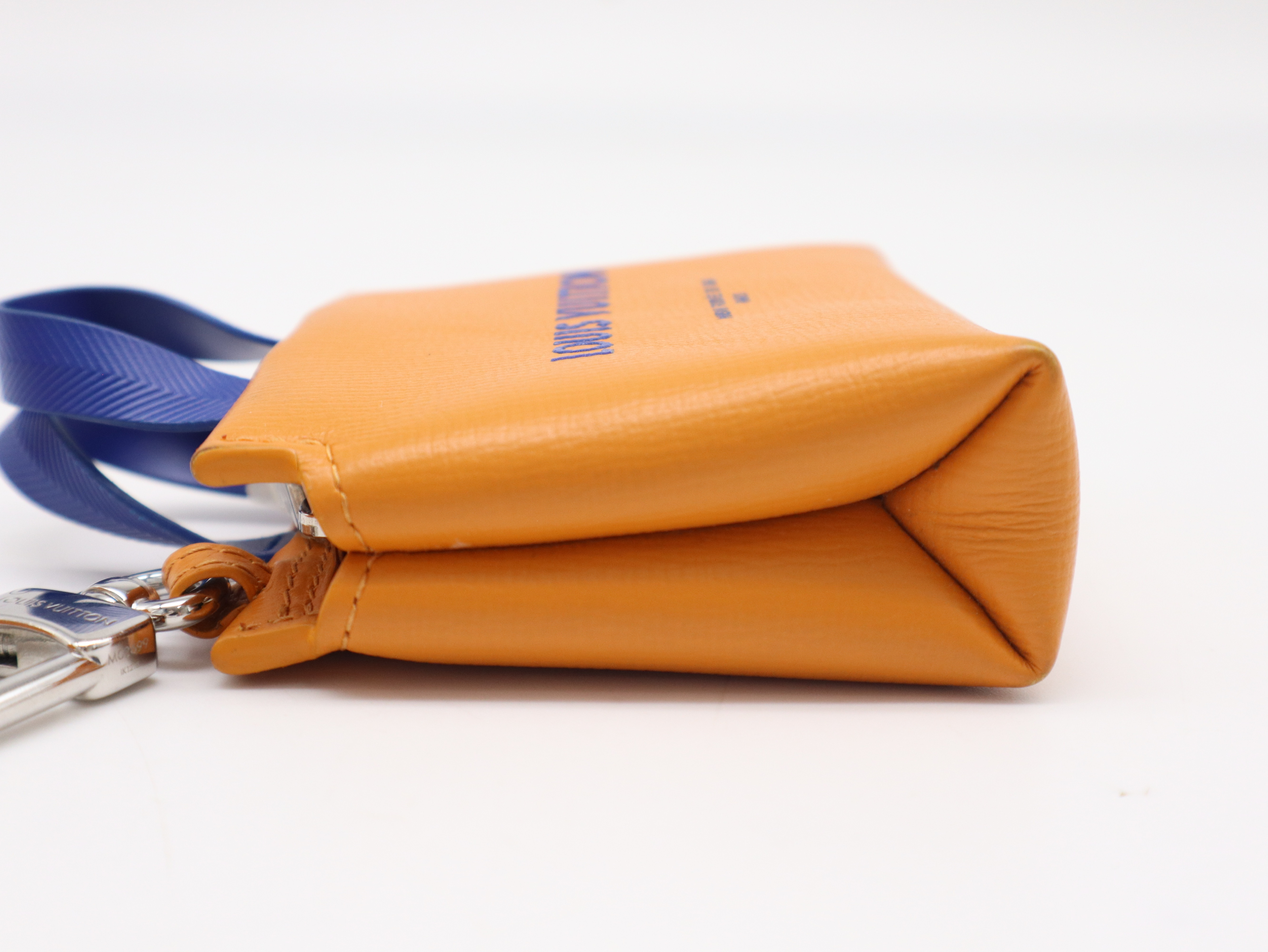 M02699 Leather Bag Charm Mini Shopper Orange with Box and Dust Bag Key Case/Keychain — view 3