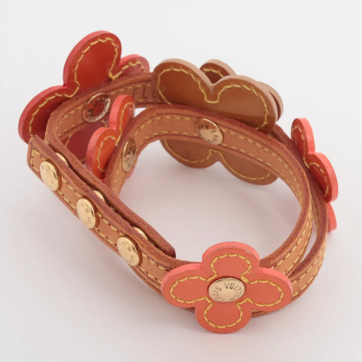 M92251 Flower Lexington FL0012 Bracelet, GP x Leather, Brown, — view 2