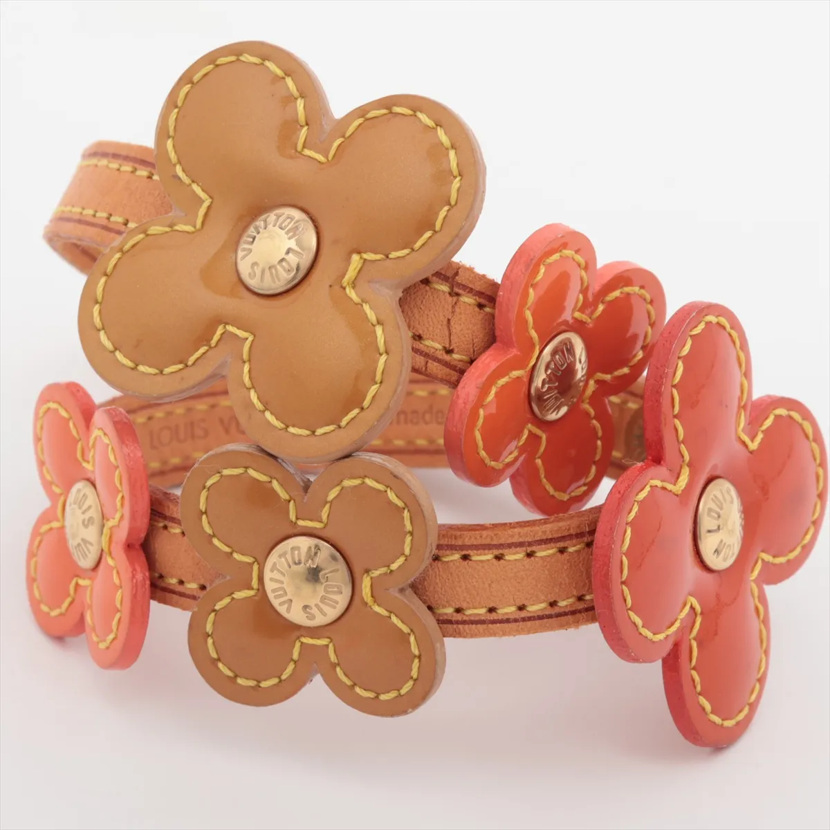 M92251 Flower Lexington FL0012 Bracelet, GP x Leather, Brown, — view 3