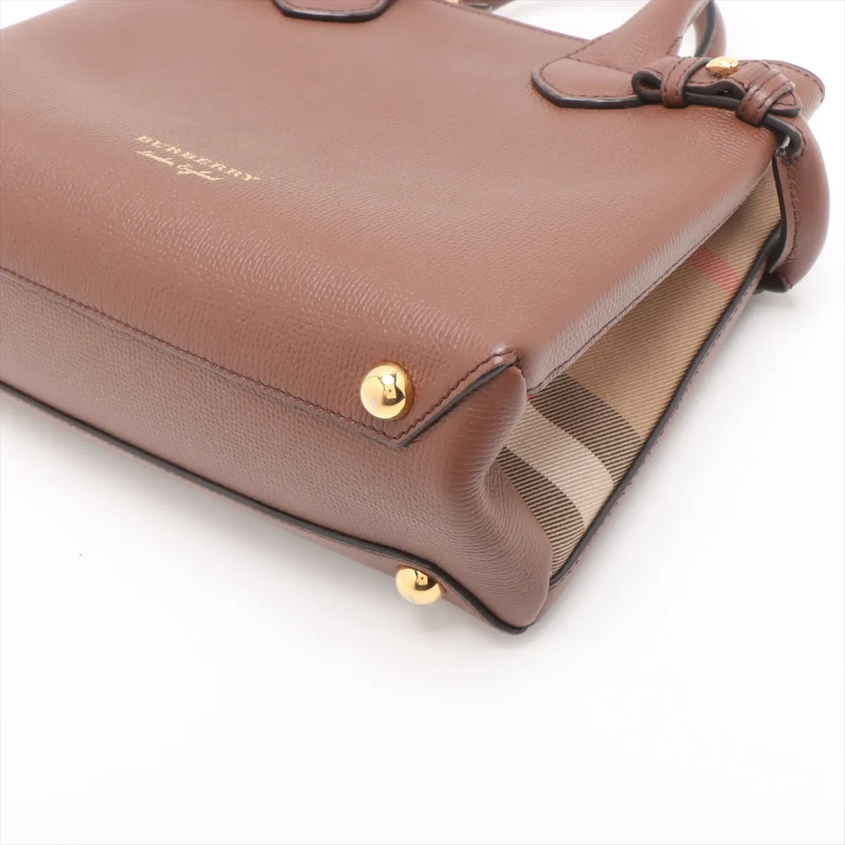 Nova Check Leather x Canvas 2-Way Handbag, Brown — view 3