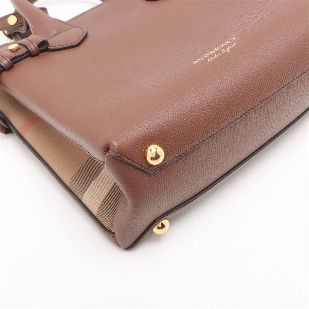 Nova Check Leather x Canvas 2-Way Handbag, Brown — view 4
