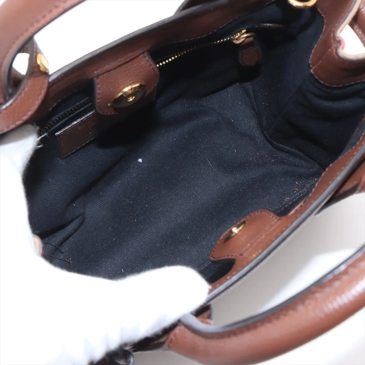 Nova Check Leather x Canvas 2-Way Handbag, Brown — view 8