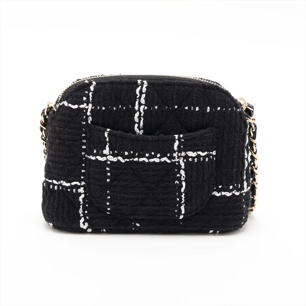 Matelassé Tweed Chain Shoulder Bag, Black x White, Gold Hardware, TCHNPA89, Random Serial Number, Year Gift — view 2