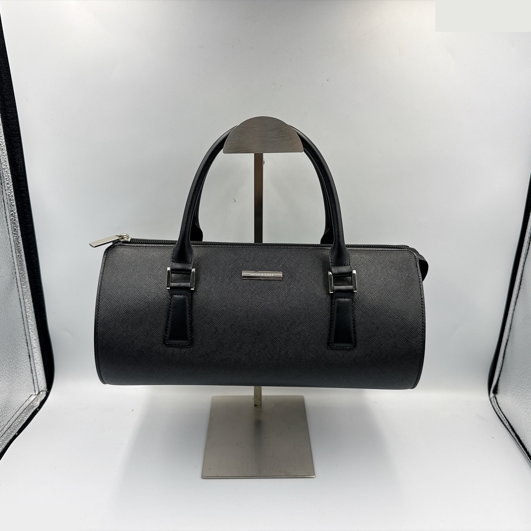 Black Leather Saffiano Handbag (Formal)