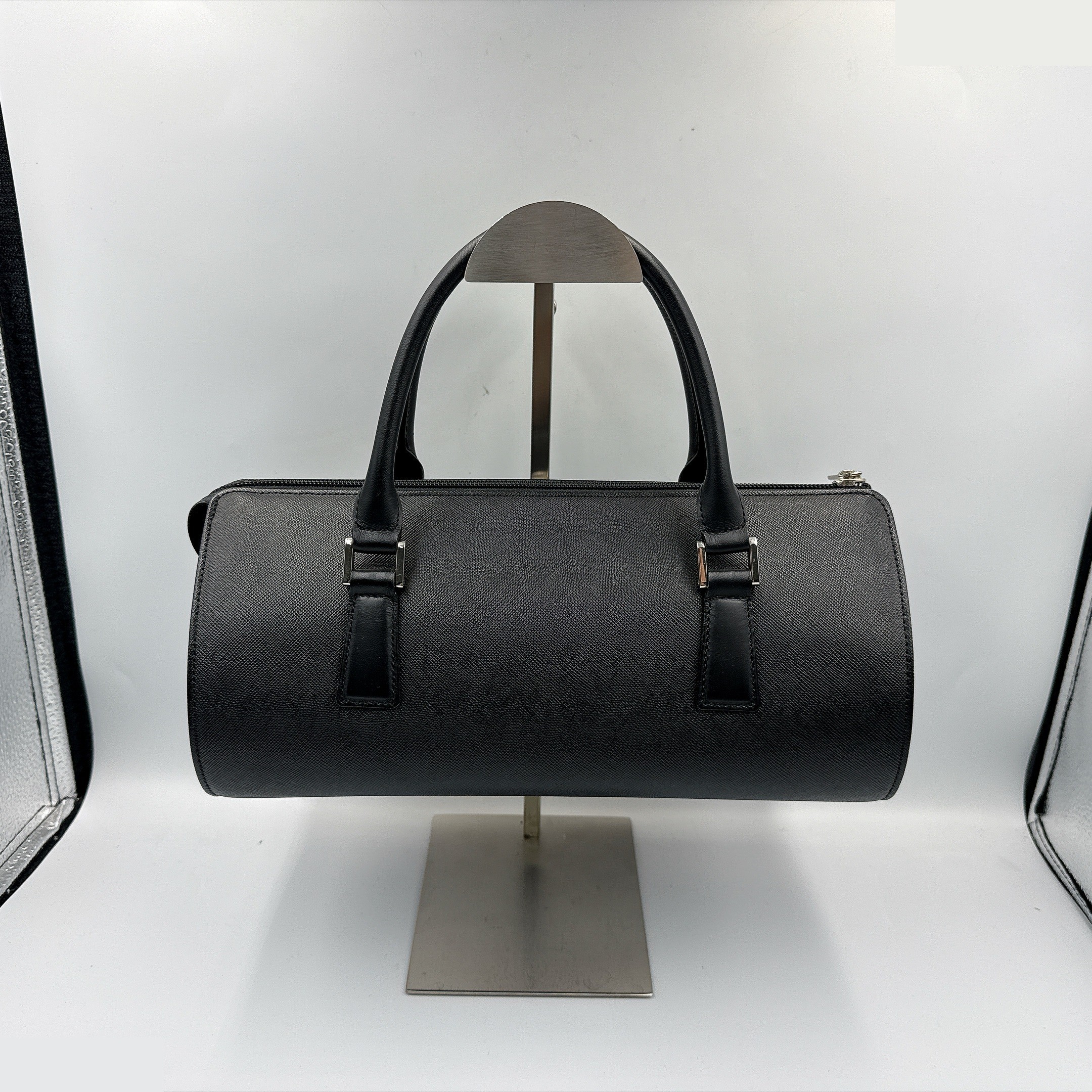 Black Leather Saffiano Handbag (Formal) — view 2
