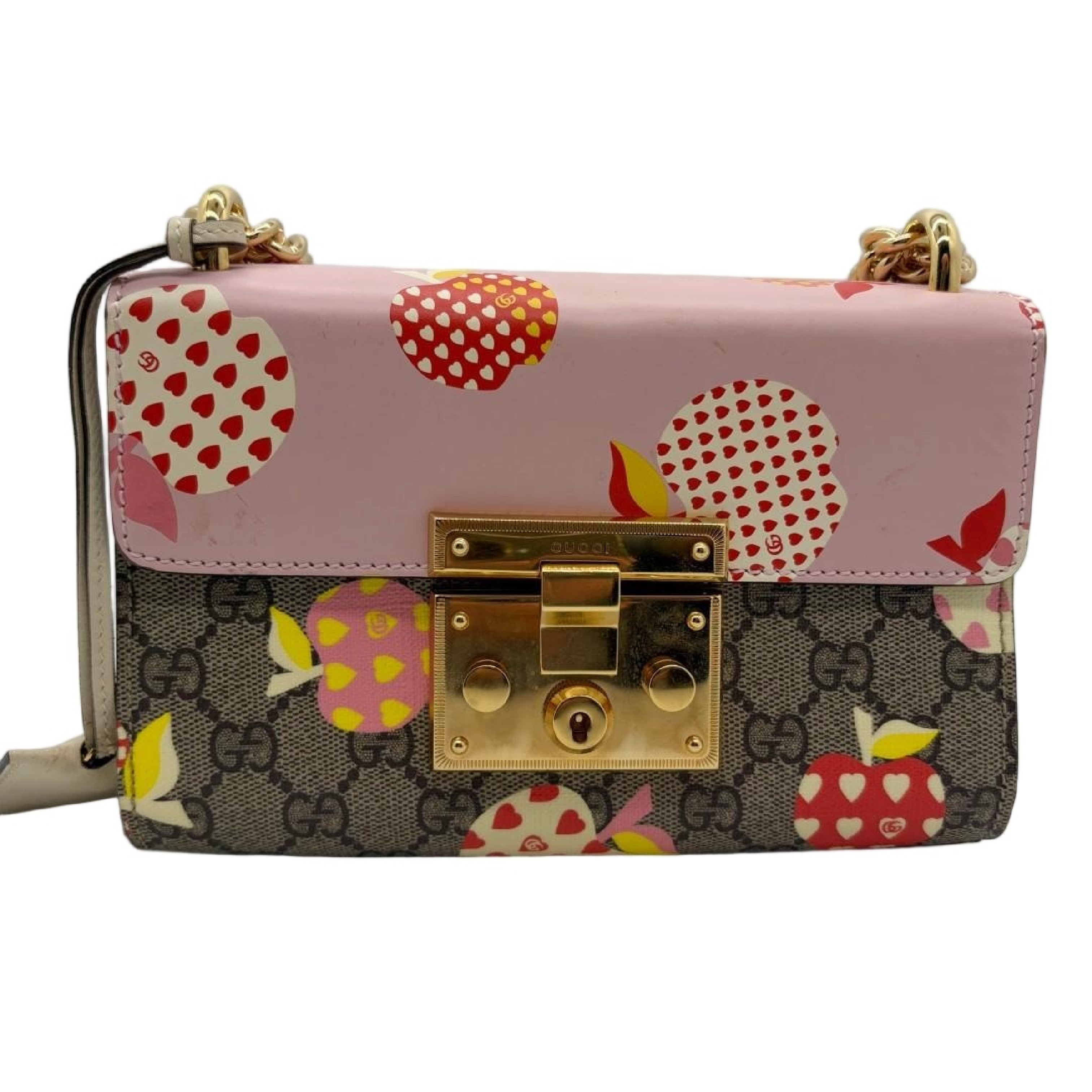 GG Supreme Strawberry Padlock Chain Shoulder Bag