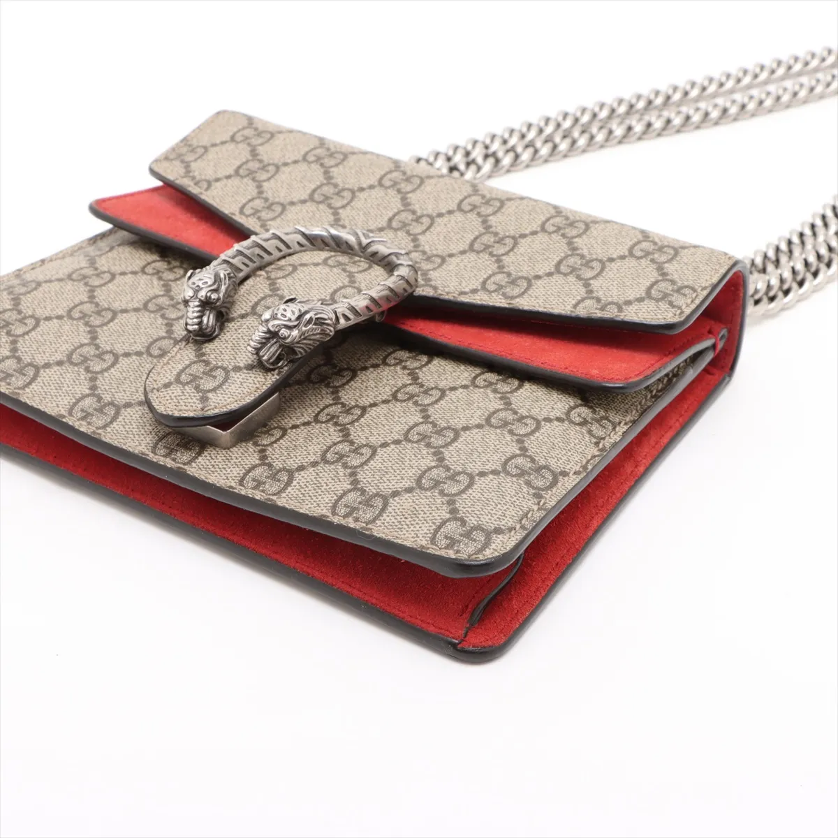 GG Supreme Dionysus PVC x Suede Chain Shoulder Bag Beige x Red 421970 — view 3