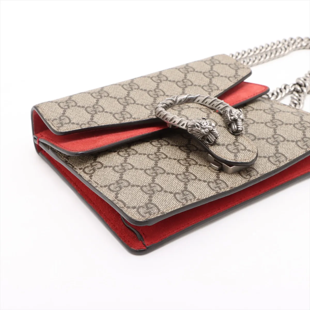 GG Supreme Dionysus PVC x Suede Chain Shoulder Bag Beige x Red 421970 — view 4